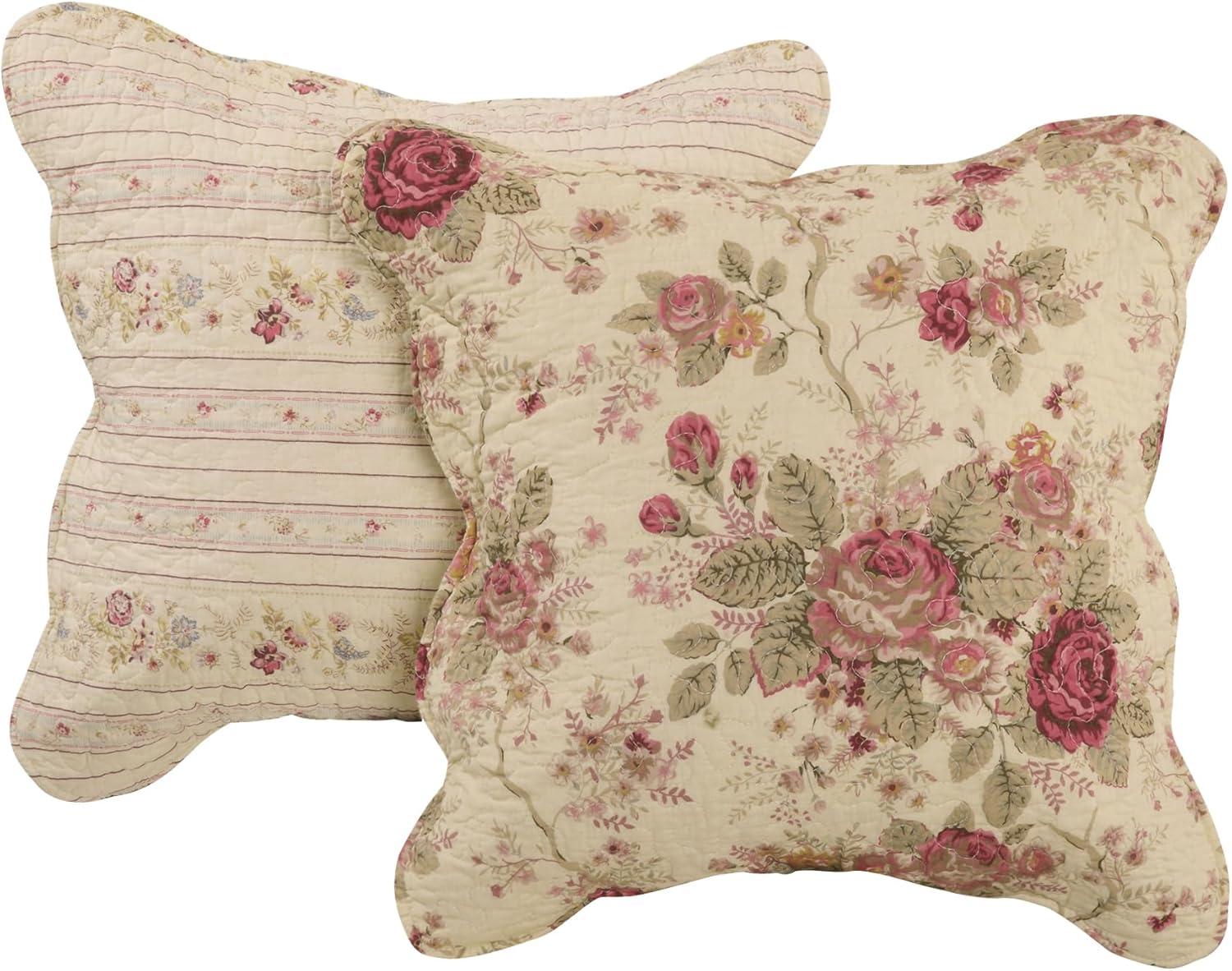 Antique Rose Quilt & Sham Bonus Set 5-Piece, Multicolor by Greenland Home Fashion