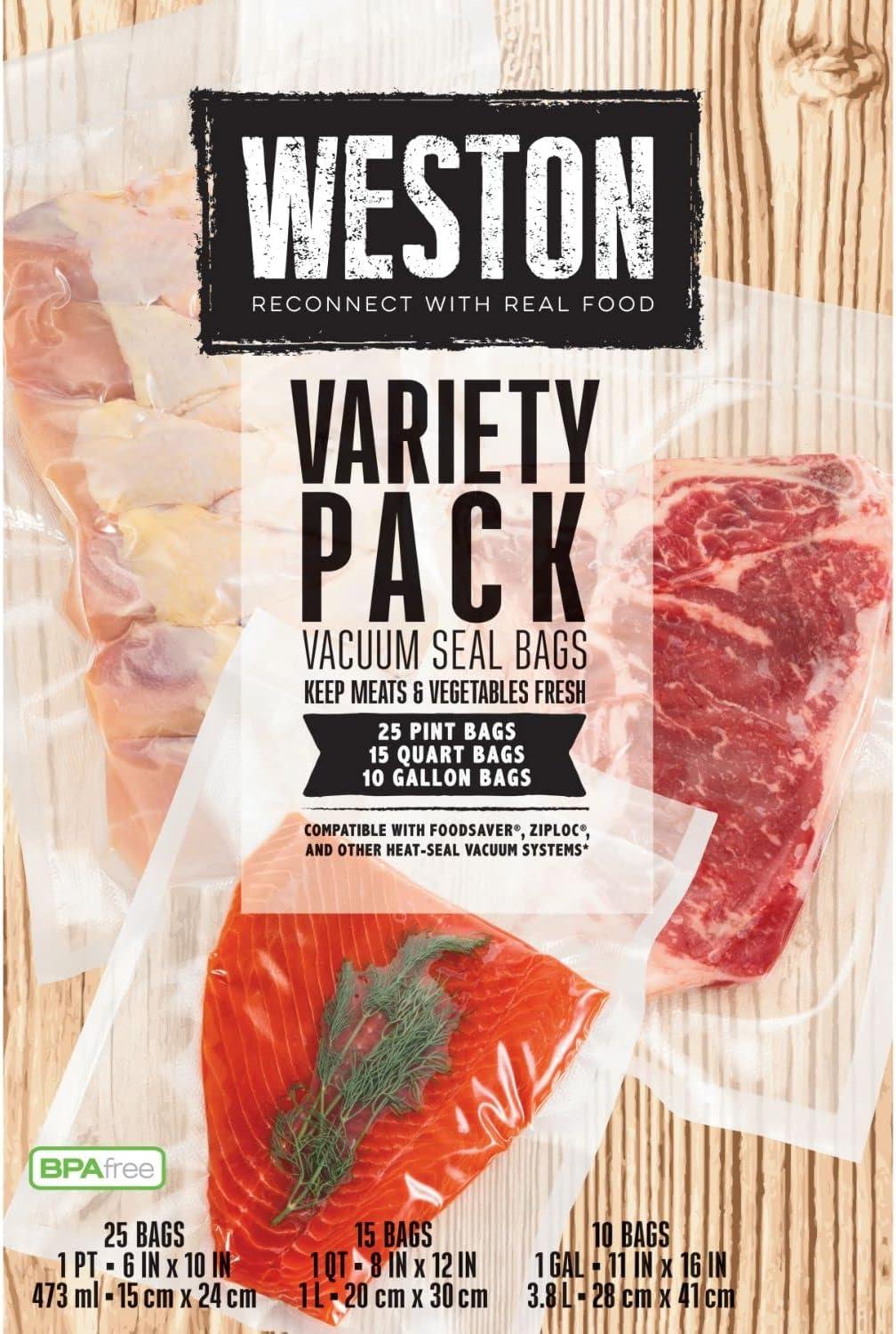 Weston Clear BPA-Free Multi-Size Vacuum Sealer Bags, 50 Count