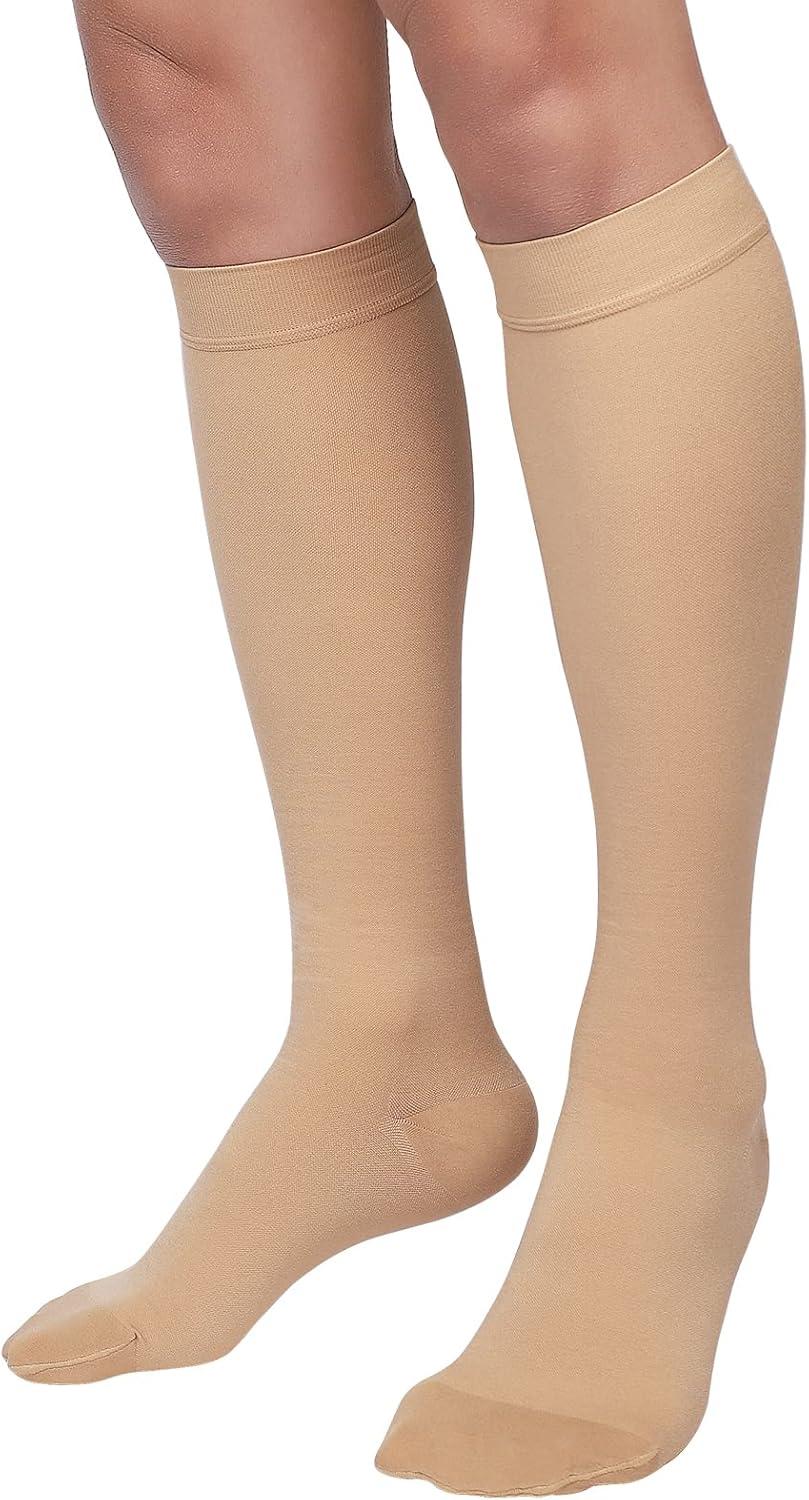 Truform Stockings, Knee High, Closed Toe: 20-30 mmHg, Beige, Medium