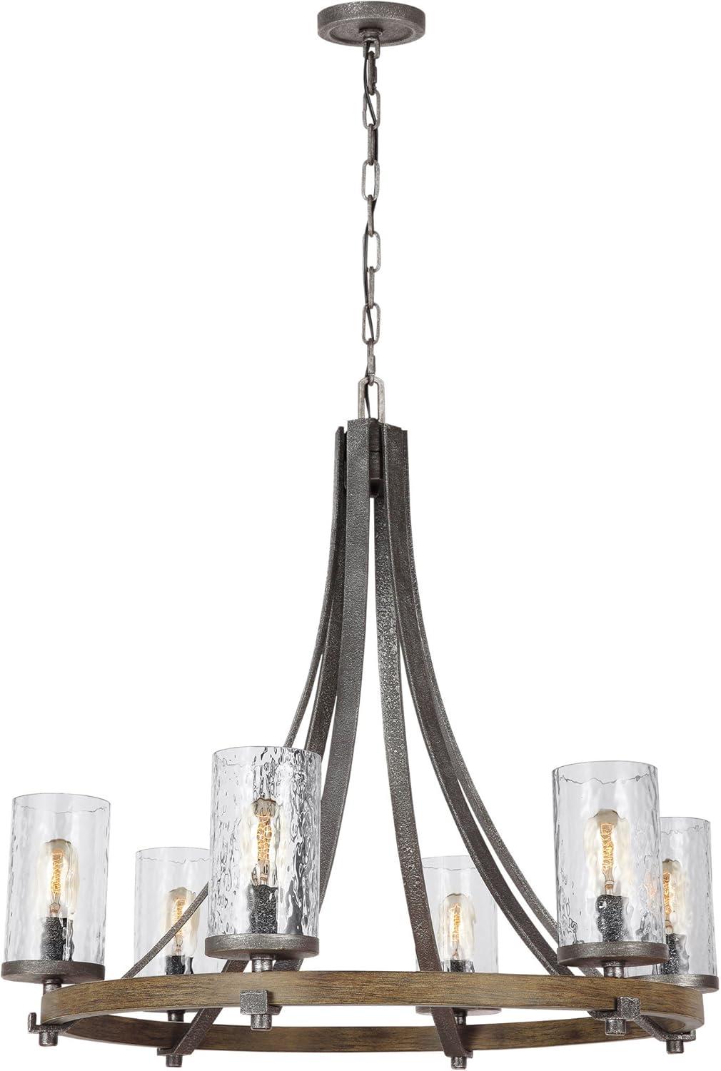 Steffens Iron & Textured Glass Chandelier (24"-48")