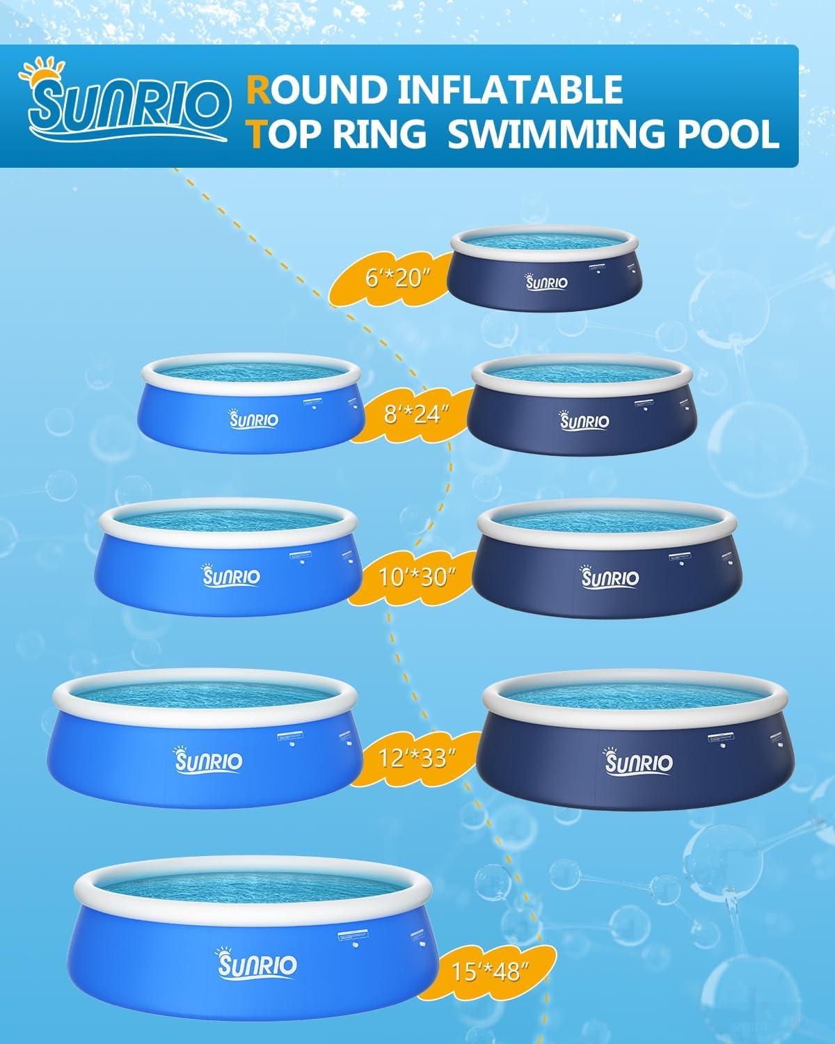 12'*30" Round Inflatable Top Ring Above Ground Swimming Pool Fast Easy to Set Up with 530GPH Filter Pump, Pool Cover and Ground Cover for Summer Outdoor Garden Backyard Childen Adults