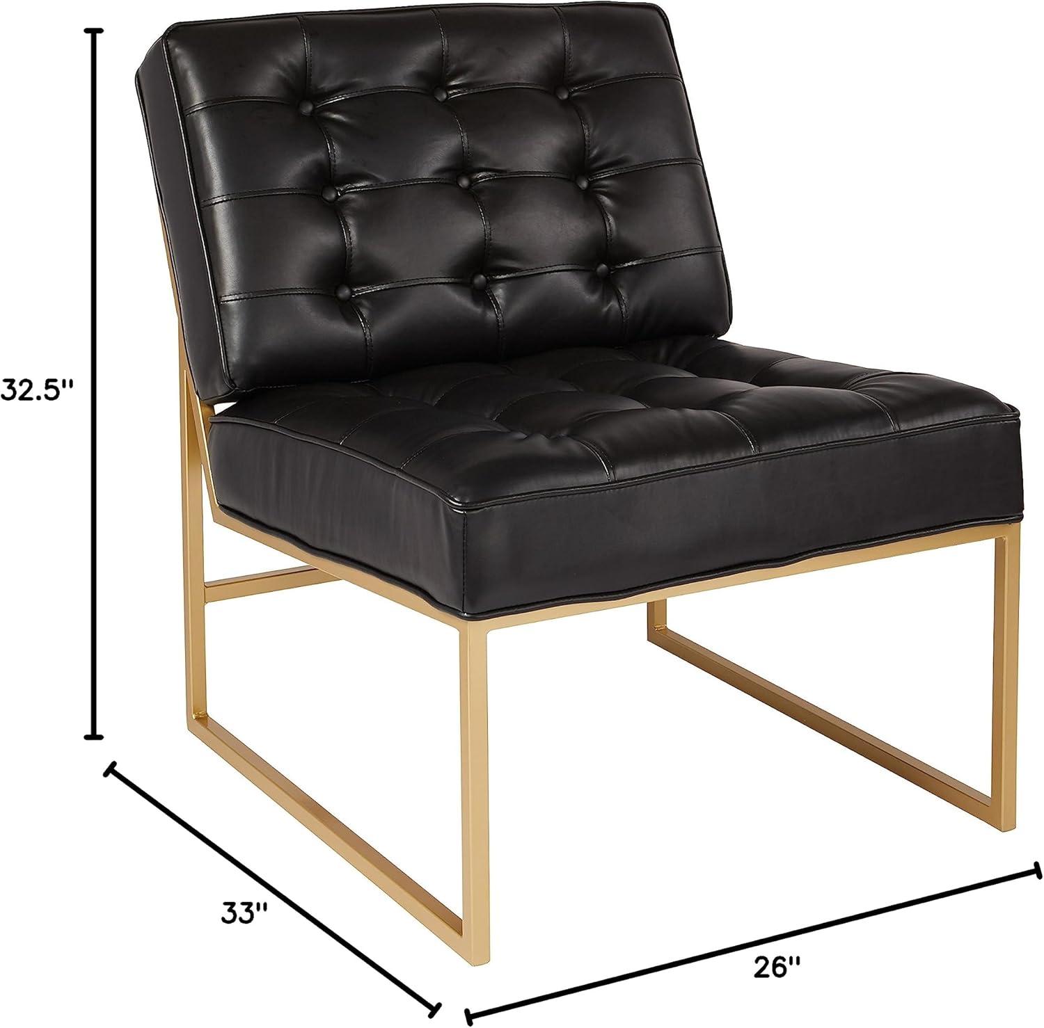 OSP Home Furnishings Anthony Chair in Black Faux Leather with Coated Gold Frame