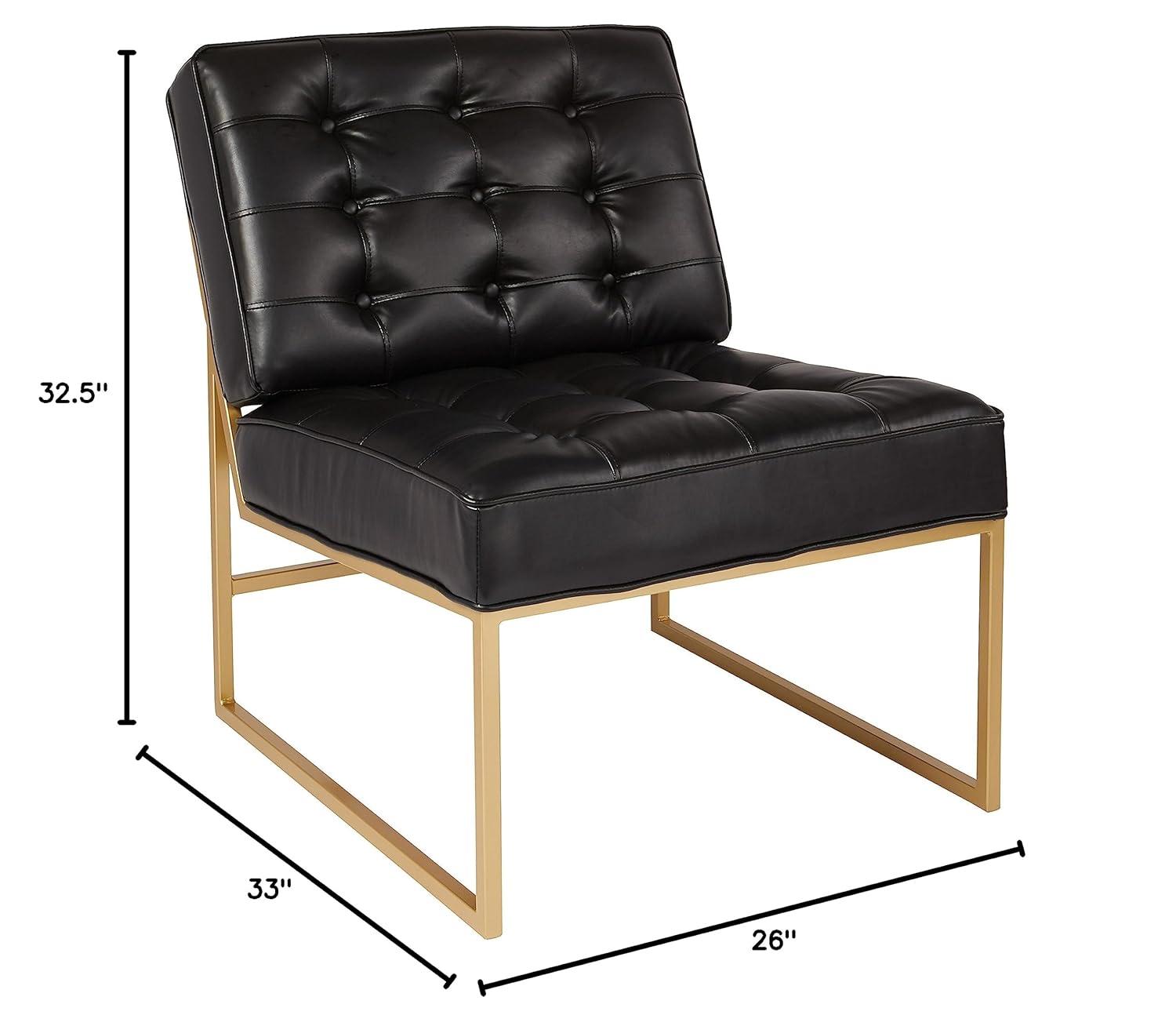 OSP Home Furnishings Anthony Chair in Black Faux Leather with Coated Gold Frame