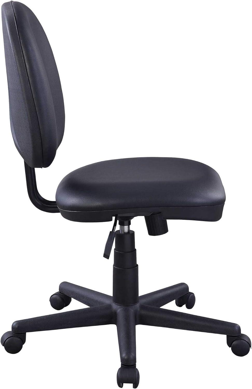 Modern Black Vinyl Task Chair with Contoured Comfort