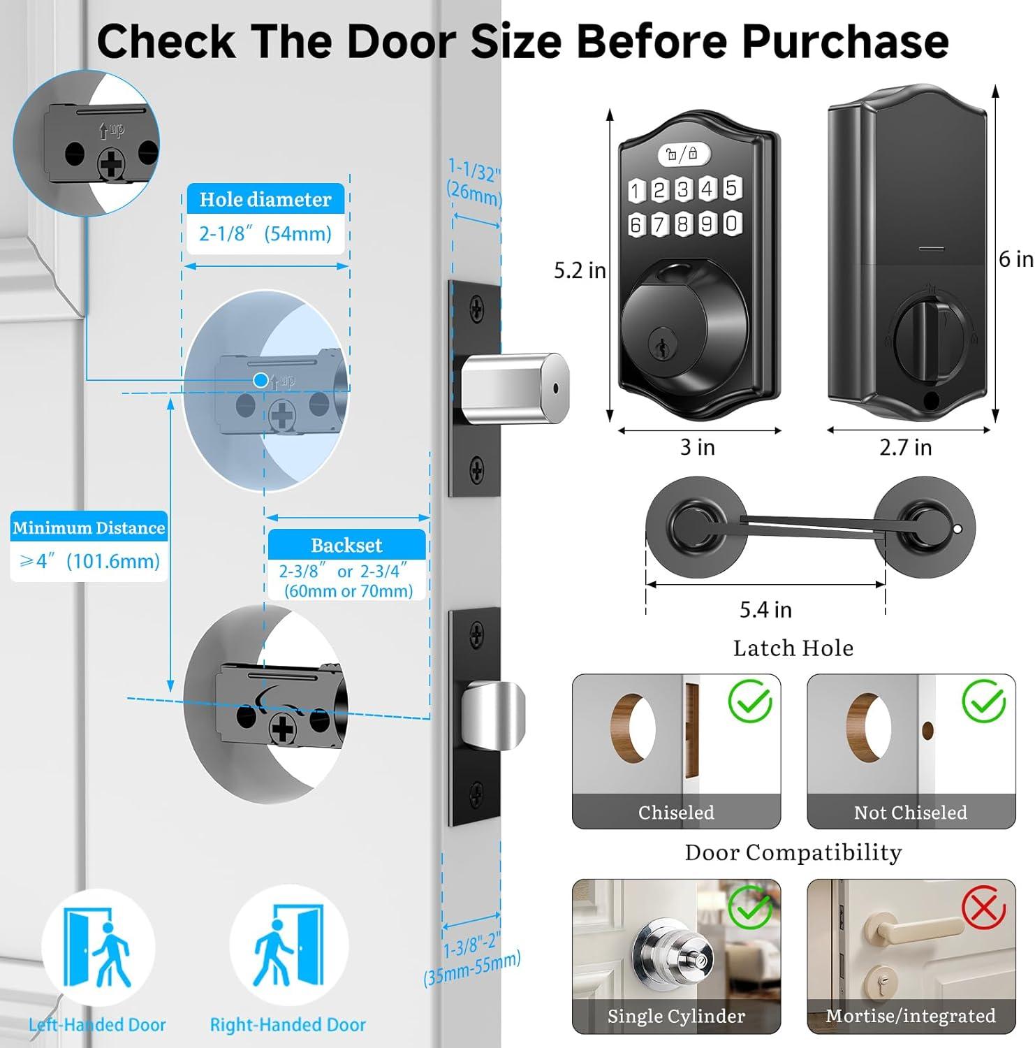 Black Electronic Deadbolt Door Lock with Keypad