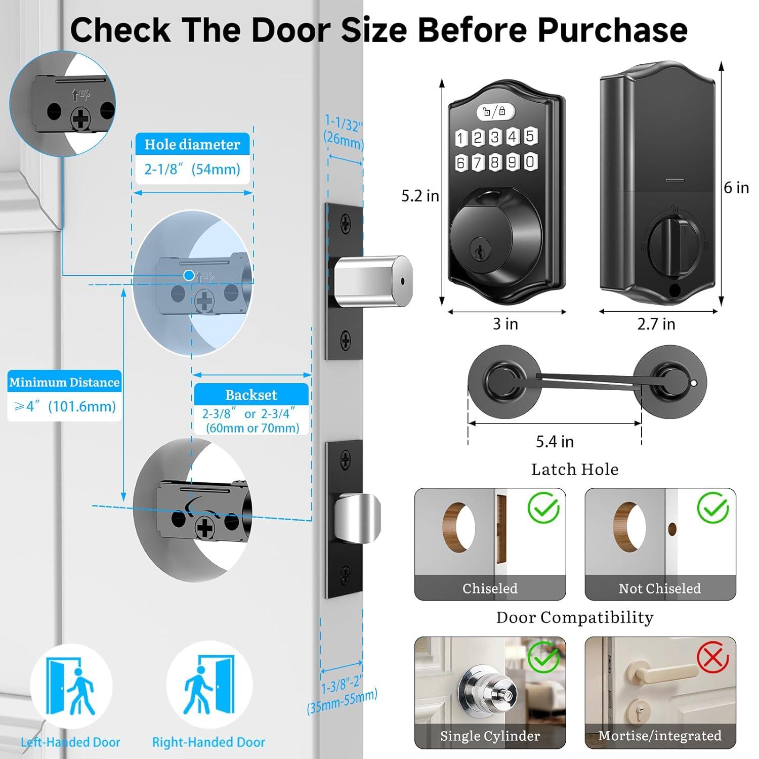 keyless Entry Door Lock deadbolt with Handle Set-Front Smart Door Locks for Front Door-with 2 Lever Handles-Electronic Keypad Code Deadbolt,Fingerprint Door Lock-Auto Lock (Oil Rubbed Bronze)