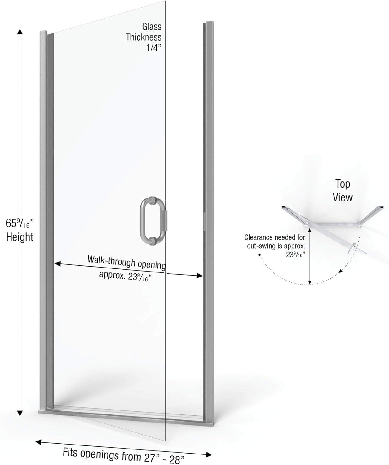 Infinity 27" W x 65.56" H Semi-Frameless Shower Door