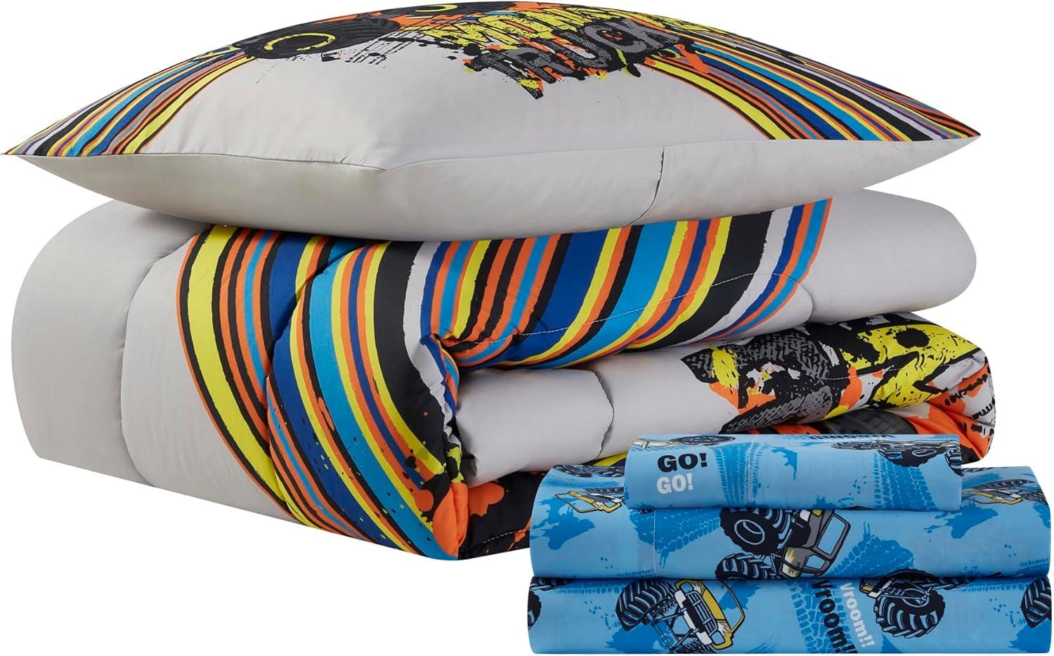 Sweet Home Collection Kids Monster Truck Printed Bed in a Bag Comforter & Sheet Set