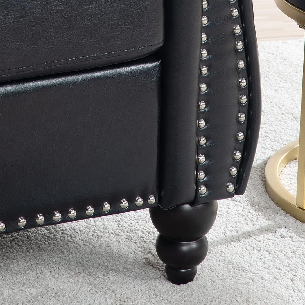 Highland Chesterfield Upholstered Accent Chair in PU with Tufted Back - 39"Wx33"Dx28"D Black