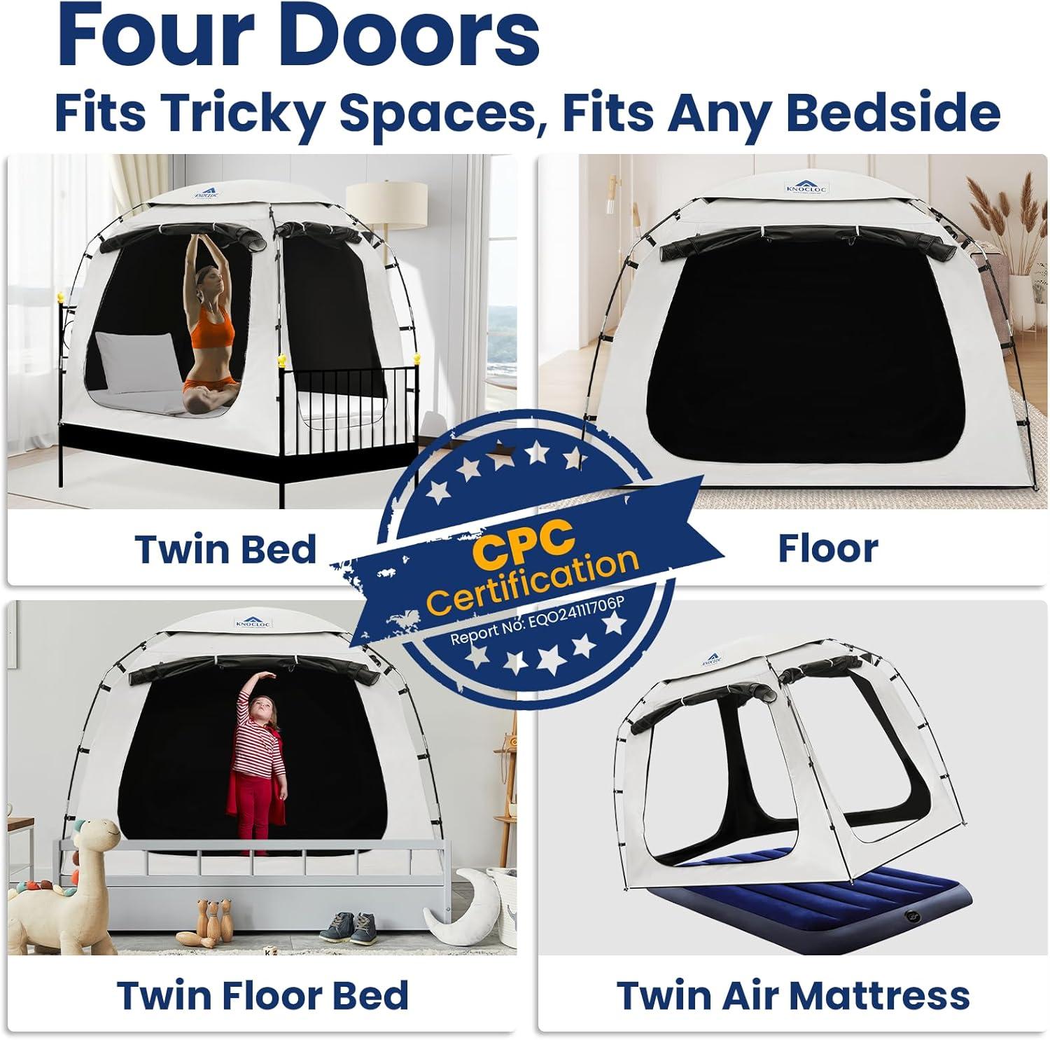 Blackout Twin Bed Tent with Aluminum Poles and Polyester Fabric