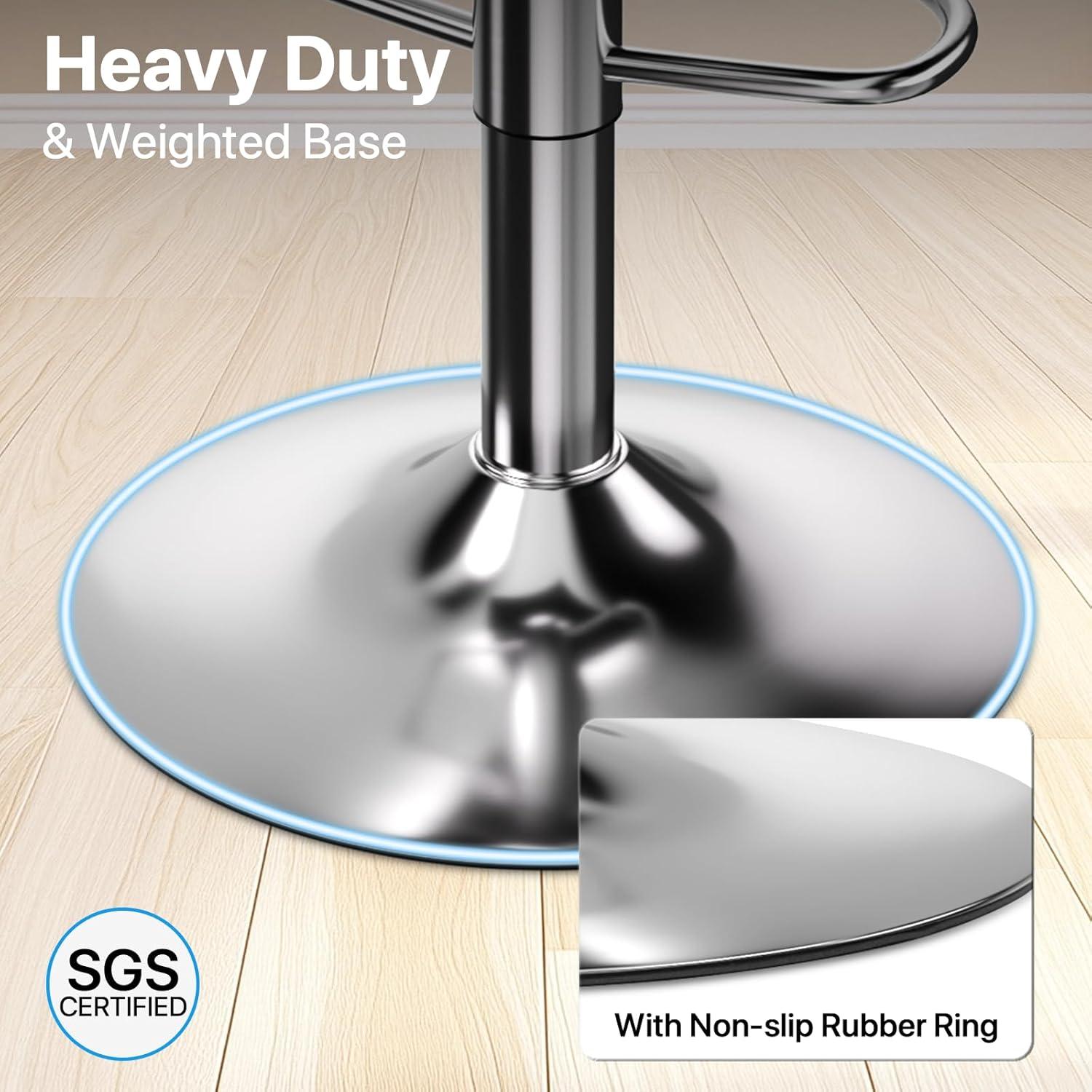 Bar Stools Set of 2, Adjustable Counter Height Swivel Barstools, Modern Dining Chairs Bar Pub High Stool with Back for Kitchen Island, Teal Green