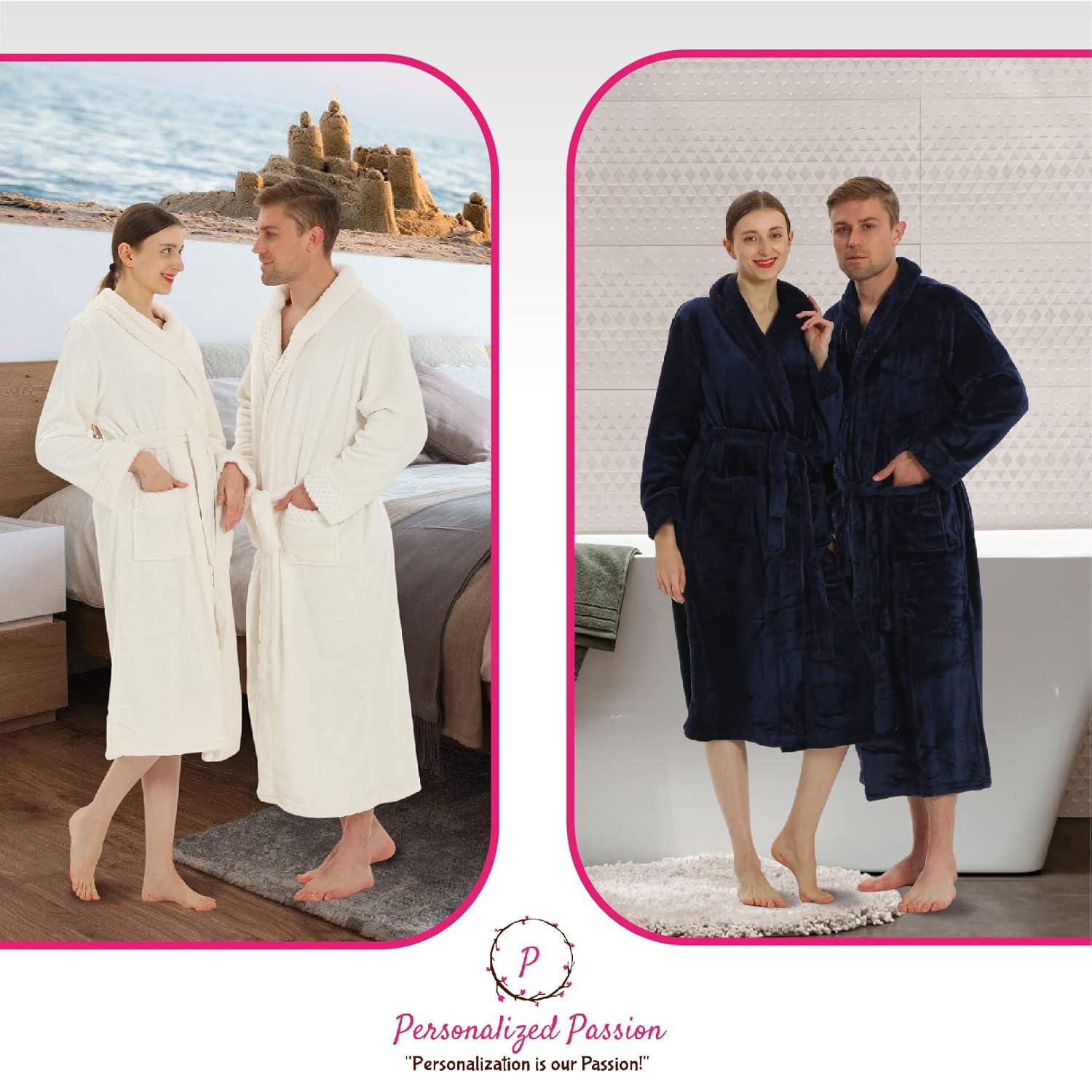 Plush Robe for Women and Men - His and Her Robes with Personalization Options - Super Soft Luxurious Spa Bathrobes