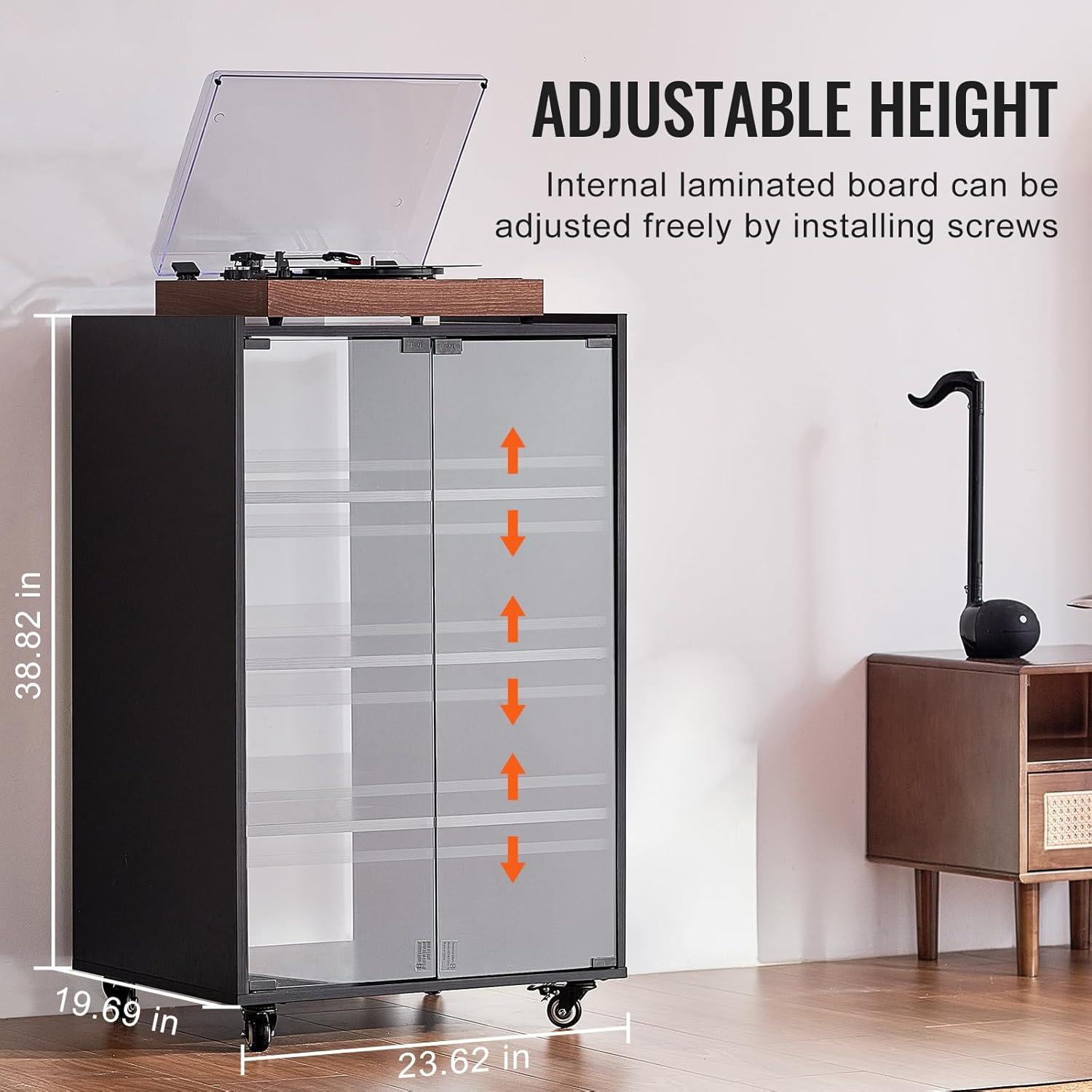 VEVOR 5-Tier AV Media Stand with Wheels, Wooden Audio-Video Media Stand for DVD Players/Cable Boxes/Games Consoles