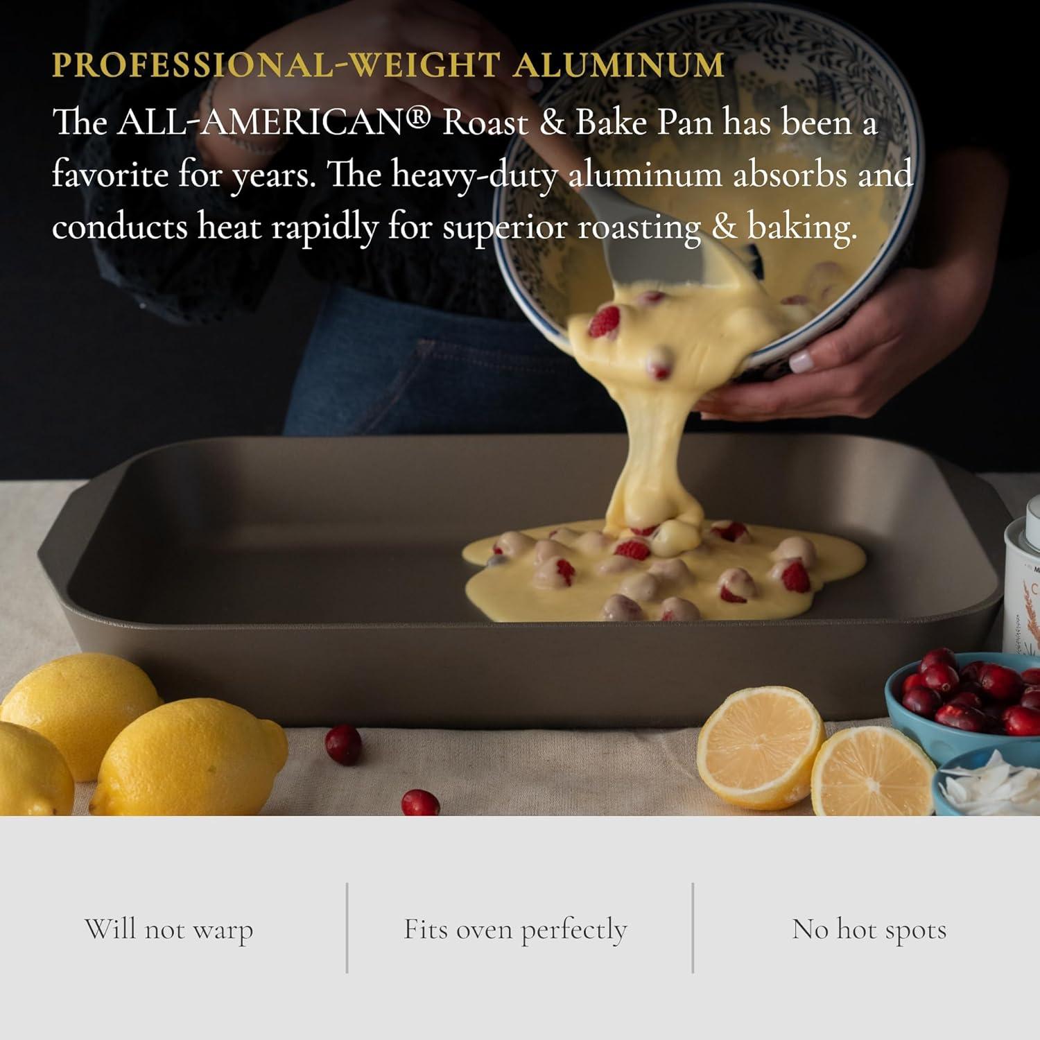 All American Roast Bake Pan Griddle, Durable Nonstick Cast Aluminum