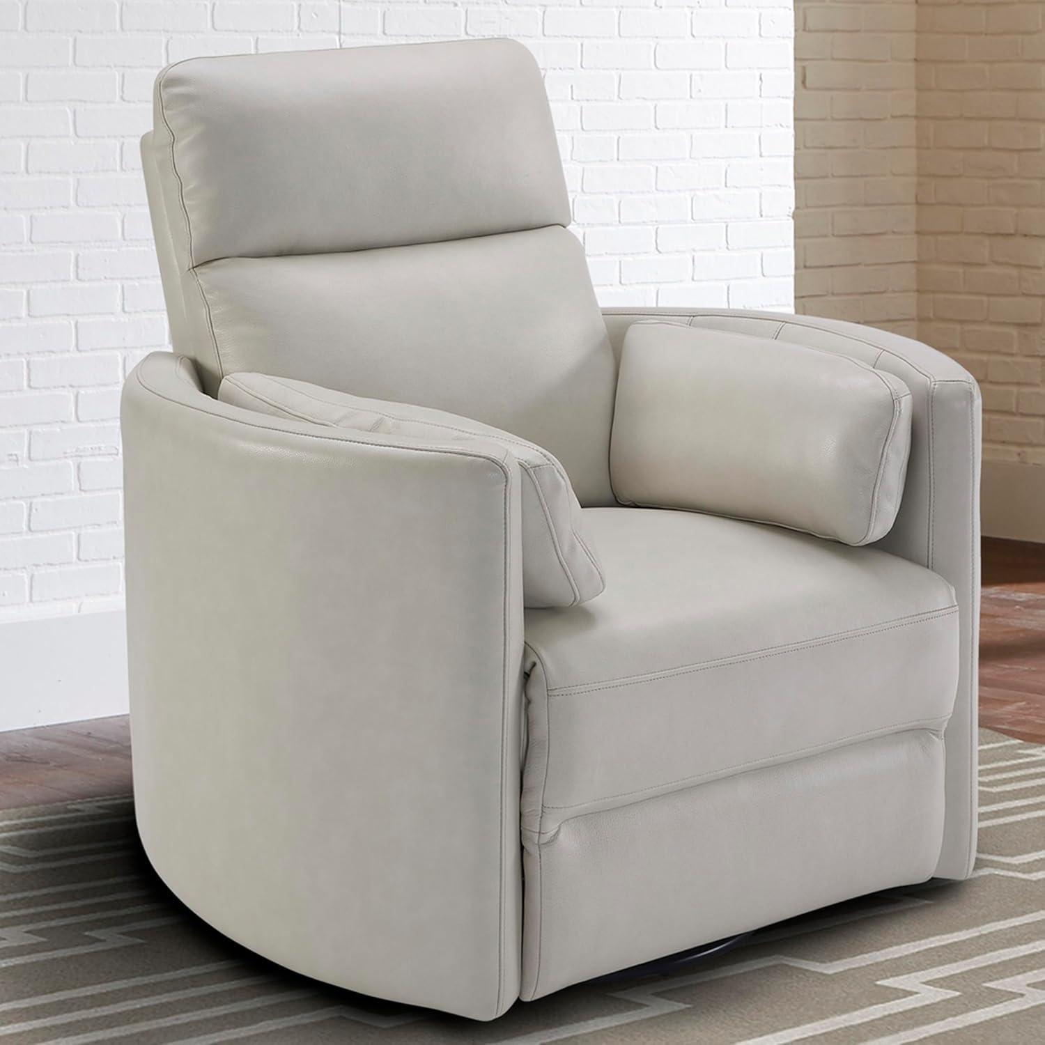 Florence Brown Top-Grain Leather Swivel Recliner with USB Charger