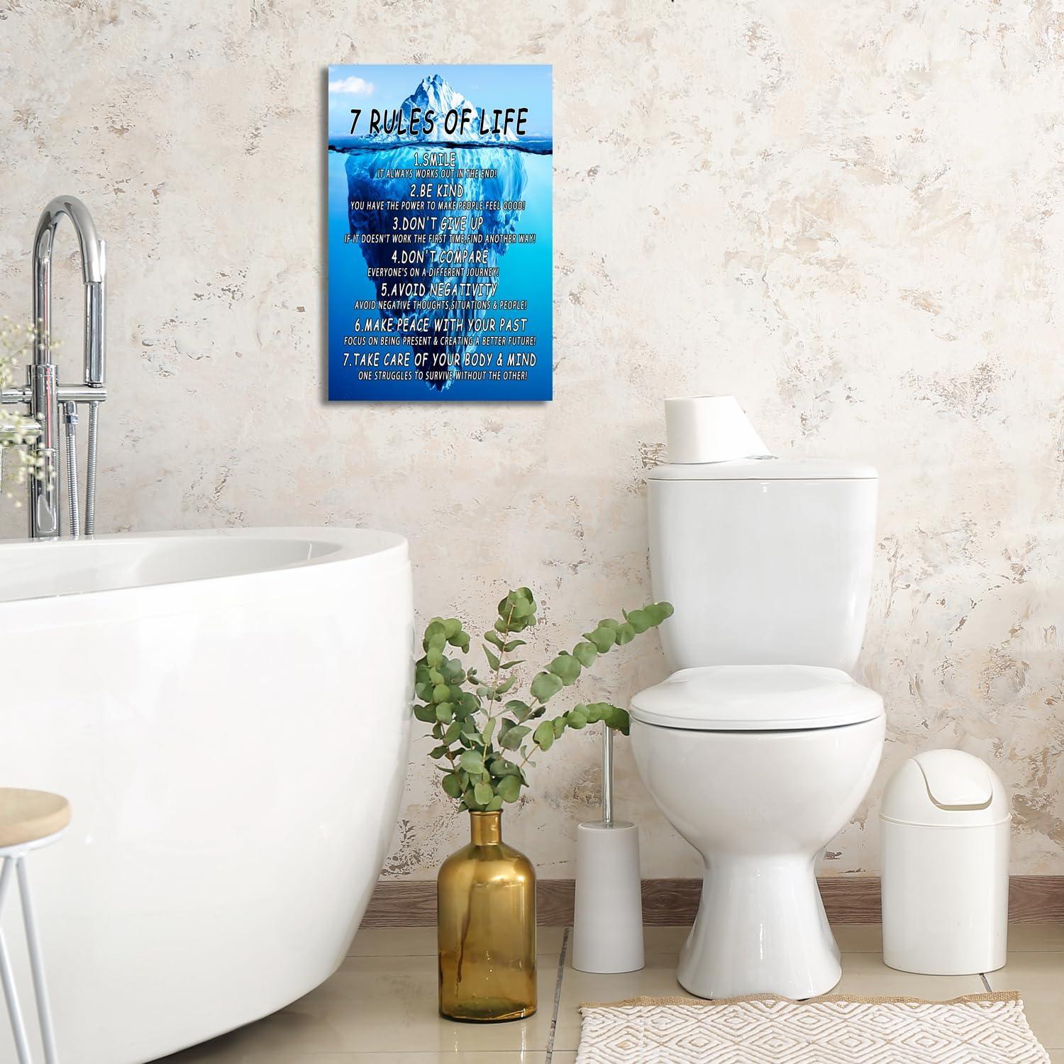 Modern Black Framed Highland Cow Wall Art Minimalist Bathroom Wall Decor Cute Funny Animals Artwork Canvas Prints Ready to Hang for Guest Bathroom, Hotel, Condo, Kids Bathroom, 12”x16”