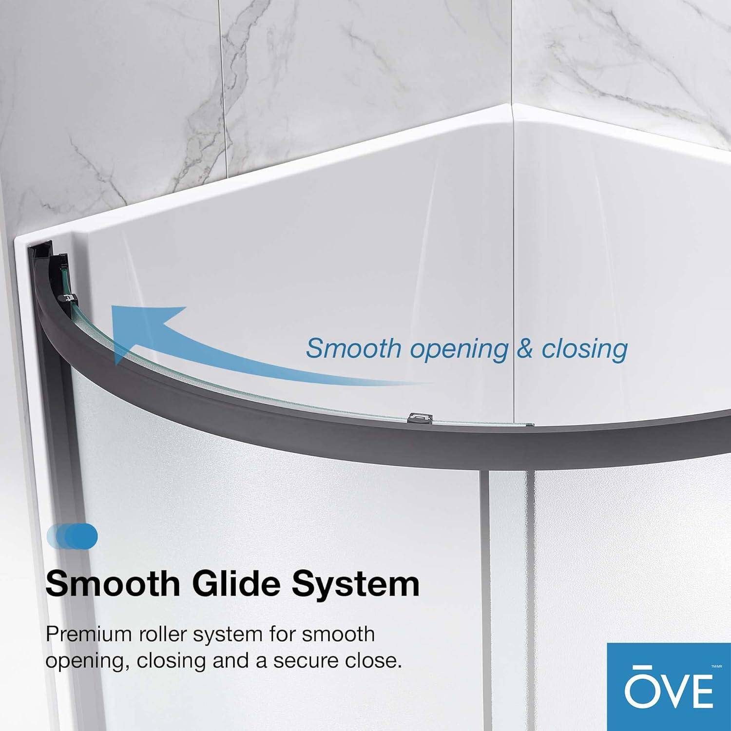 OVE Decors Breeze 33 in. Round Shower Kit w/ Frosted, Base, Wall