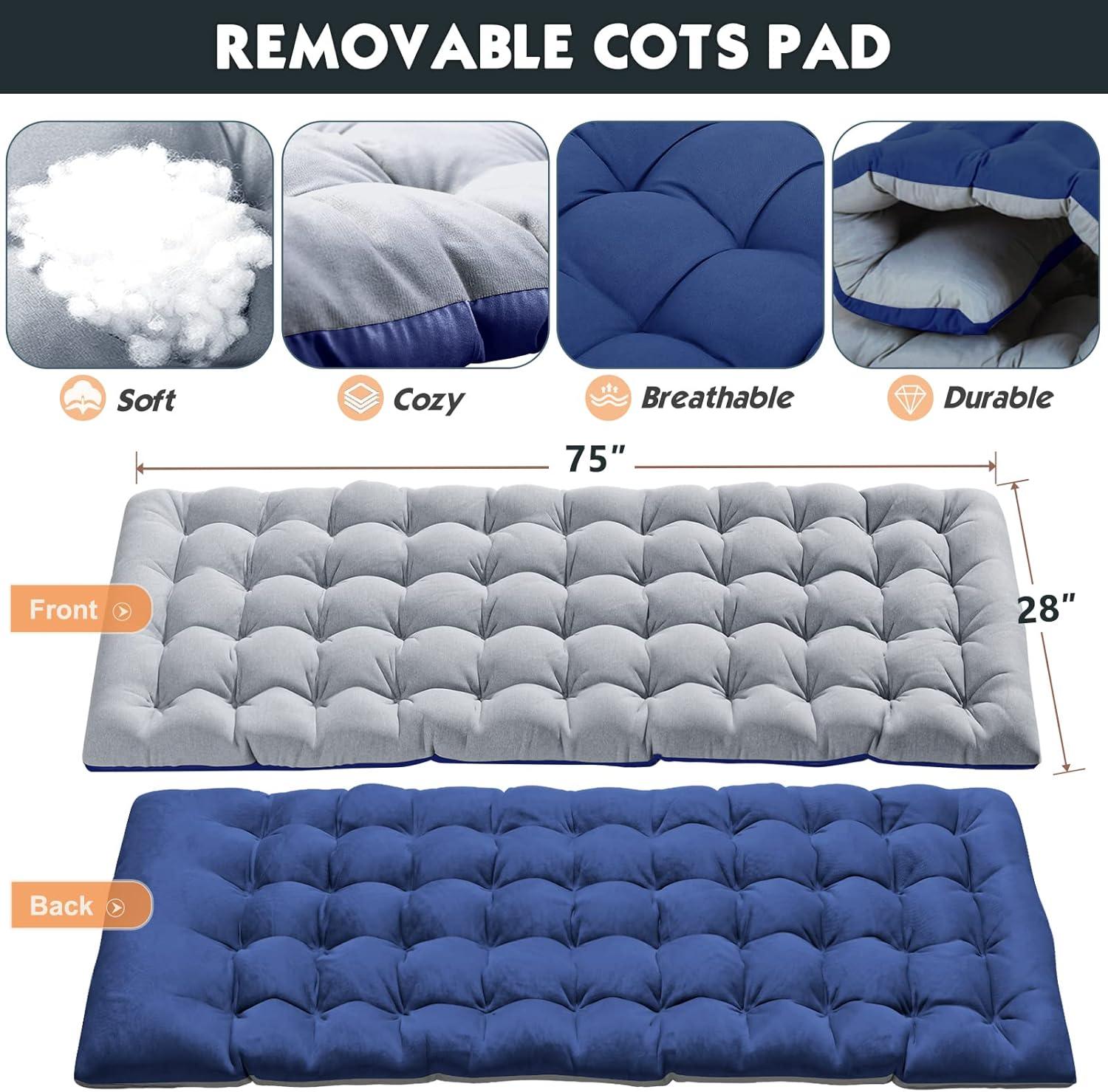 Himimi Portable Folding Camping Cot Sleeping Cot with Carry Bag and Mattress for Travel, Camping, Outdoor