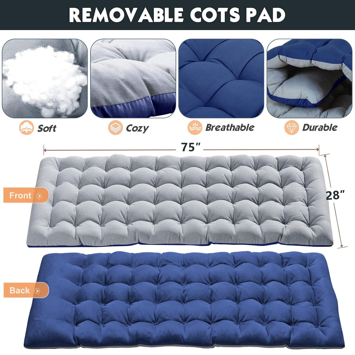 Himimi Portable Folding Camping Cot Sleeping Cot with Carry Bag and Mattress for Travel, Camping, Outdoor