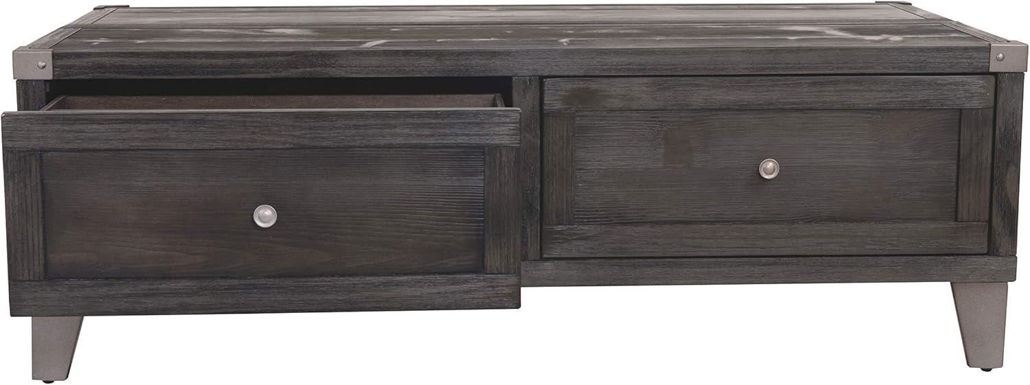 Dark Gray Rectangular Lift-Top Coffee Table with Storage