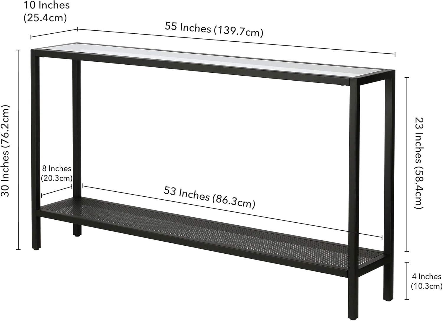 Evelyn&Zoe Rigan 55" Wide Rectangular Console Table, Blackened Bronze