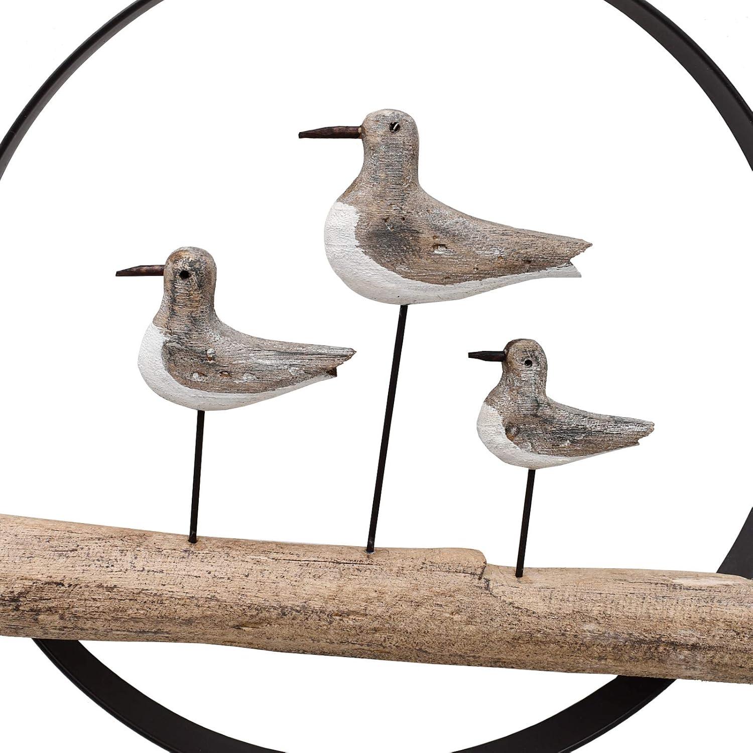 Rustic Wood and Metal Seagull Wall Hanging Decor