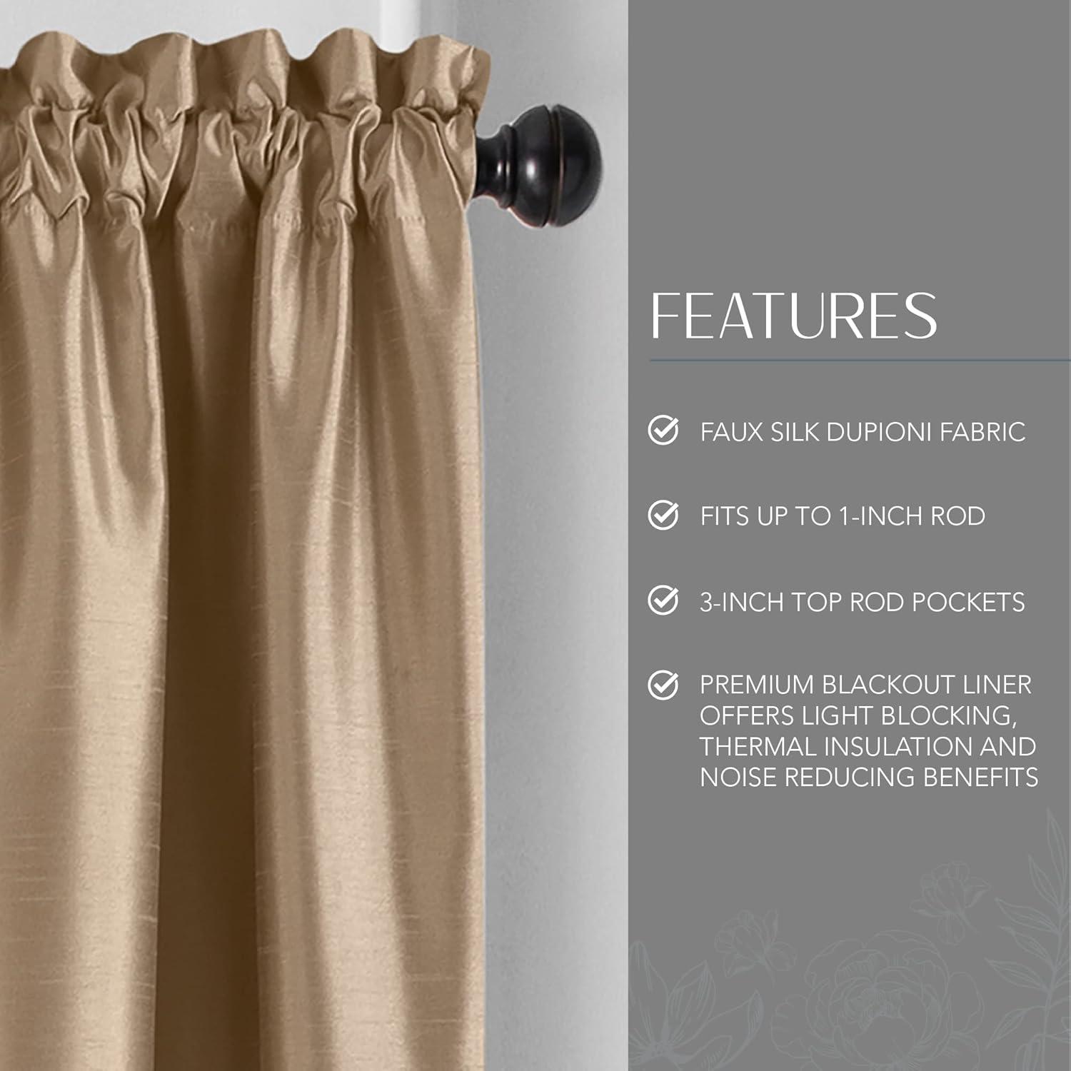 Elrene Colette Faux Silk Blackout Single Window Curtain Panel - Elrene Home Fashions