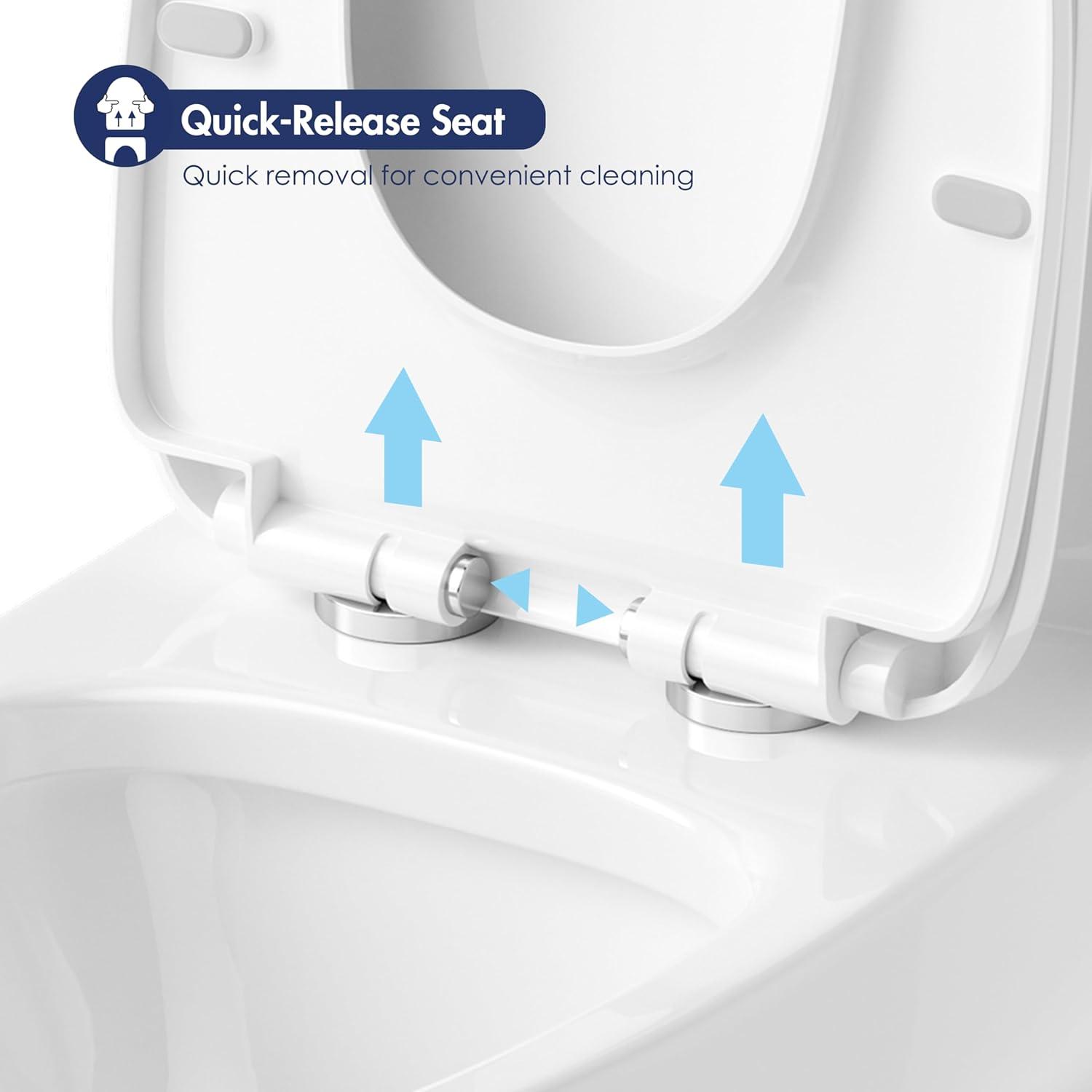 Eridanus One Piece Toilet Elongated With Soft Closing Seat, Comfortable ADA Compliant 17" Chair Height Seat, Powerful & Quiet Left Side Trip Lever Flush (1.28 GPF), 12" Rough-In