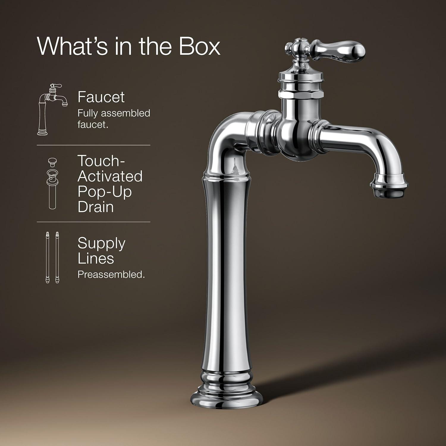 Artifacts Gentleman's Single Hole Bathroom Faucet with Drain Assemby