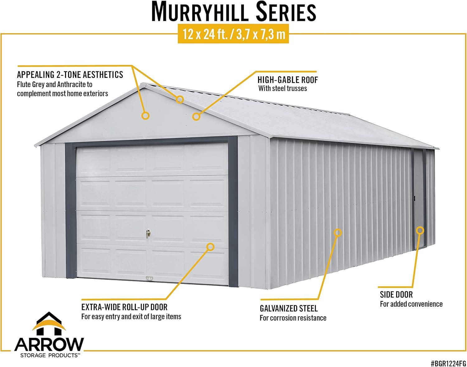 Arrow Murryhill 12 x 24 Garage, Steel Storage Building