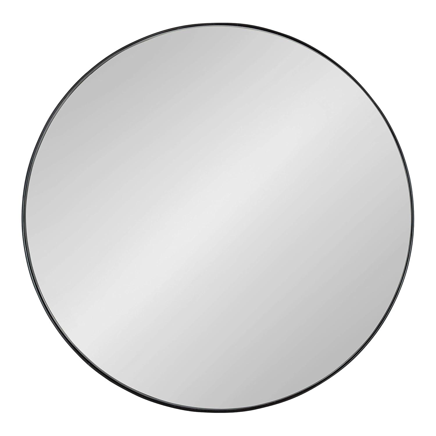 22" Rollo Round Wall Mirror Black - Kate & Laurel All Things Decor: Modern Iron Frame, Wall Mount, Geometric Design