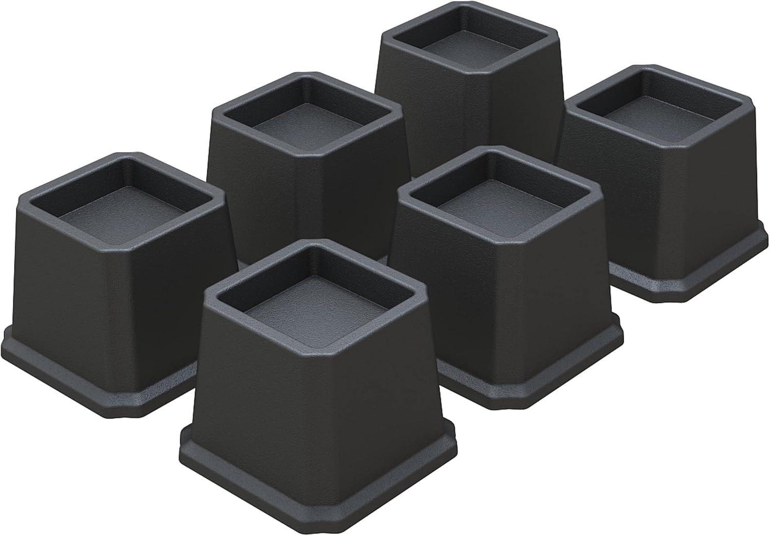 6 Pack Bed Furniture Risers, Stackable Bed Lifts in Heights of 3 inch, Heavy Duty Furniture Risers for Bed, Couch, Desk, Sofa, Chair, Table Legs Extenders