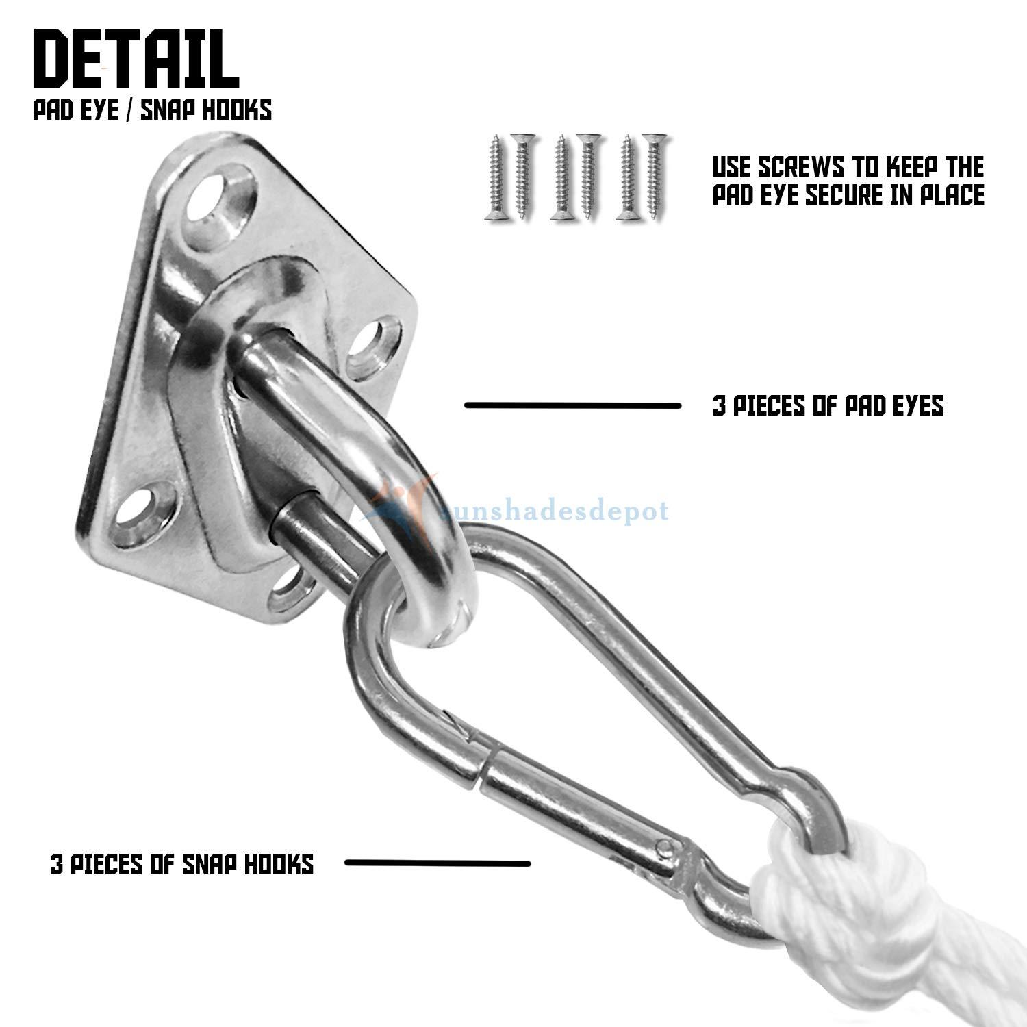 Sunshades Depot 3" inch D-Ring Clamp for Sun Shade Sail Pole Stand Post Heavy-Duty Awning Canopy Support Poles Space Grey Steel Fence Corner Post