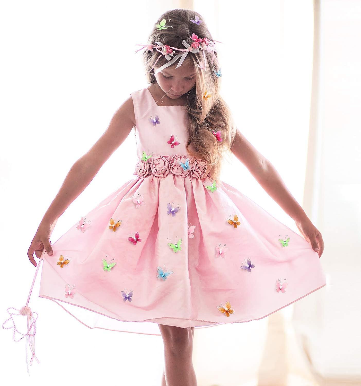 Zonon 60 Pcs Small Butterflies for Crafts Organza Butterflies Pack Sheer Mesh Wire Glitter Butterfly Nylon Colorful Butterfly with Gem for DIY Wedding Birthday Party Decoration, 2 Sizes(Vivid Color)