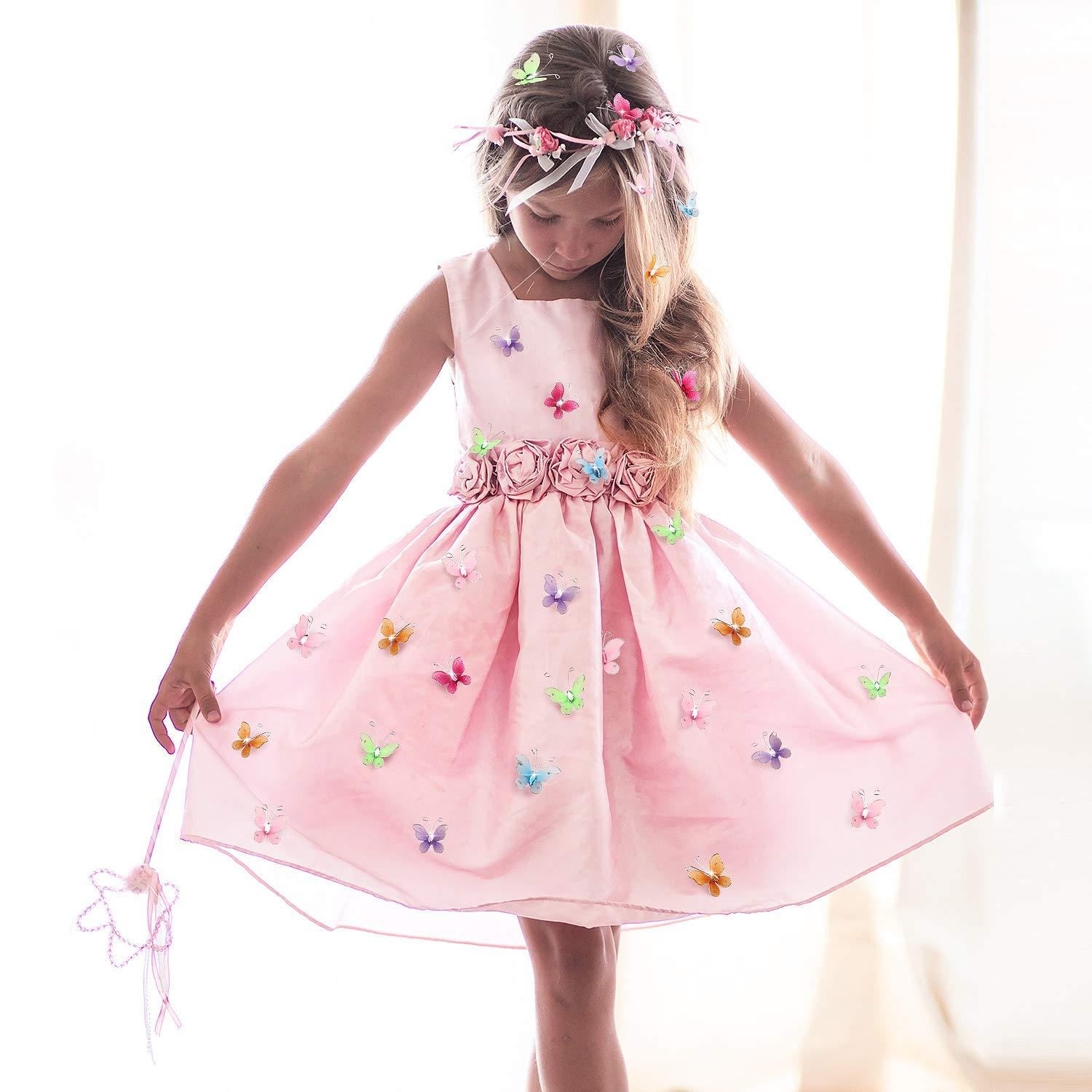 Zonon 60 Pcs Small Butterflies for Crafts Organza Butterflies Pack Sheer Mesh Wire Glitter Butterfly Nylon Colorful Butterfly with Gem for DIY Wedding Birthday Party Decoration, 2 Sizes(Vivid Color)