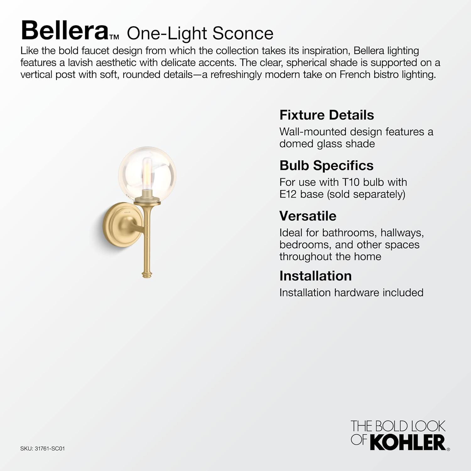 Bellera™ 1 Light Indoor Wall Sconce with Globular Glass Shade