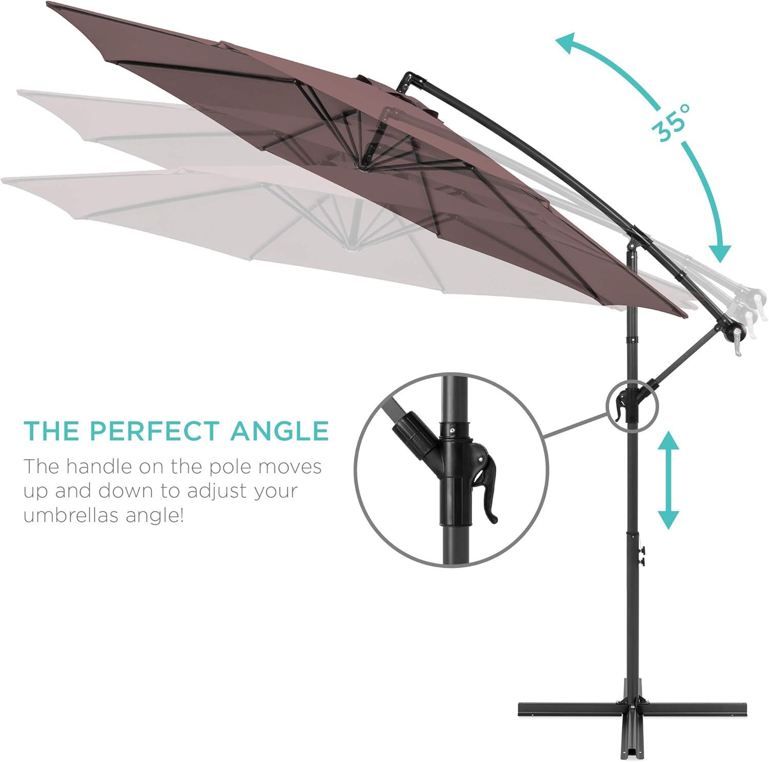 Best Choice Products 10ft Offset Hanging Outdoor Market Patio Umbrella w/ Easy Tilt Adjustment