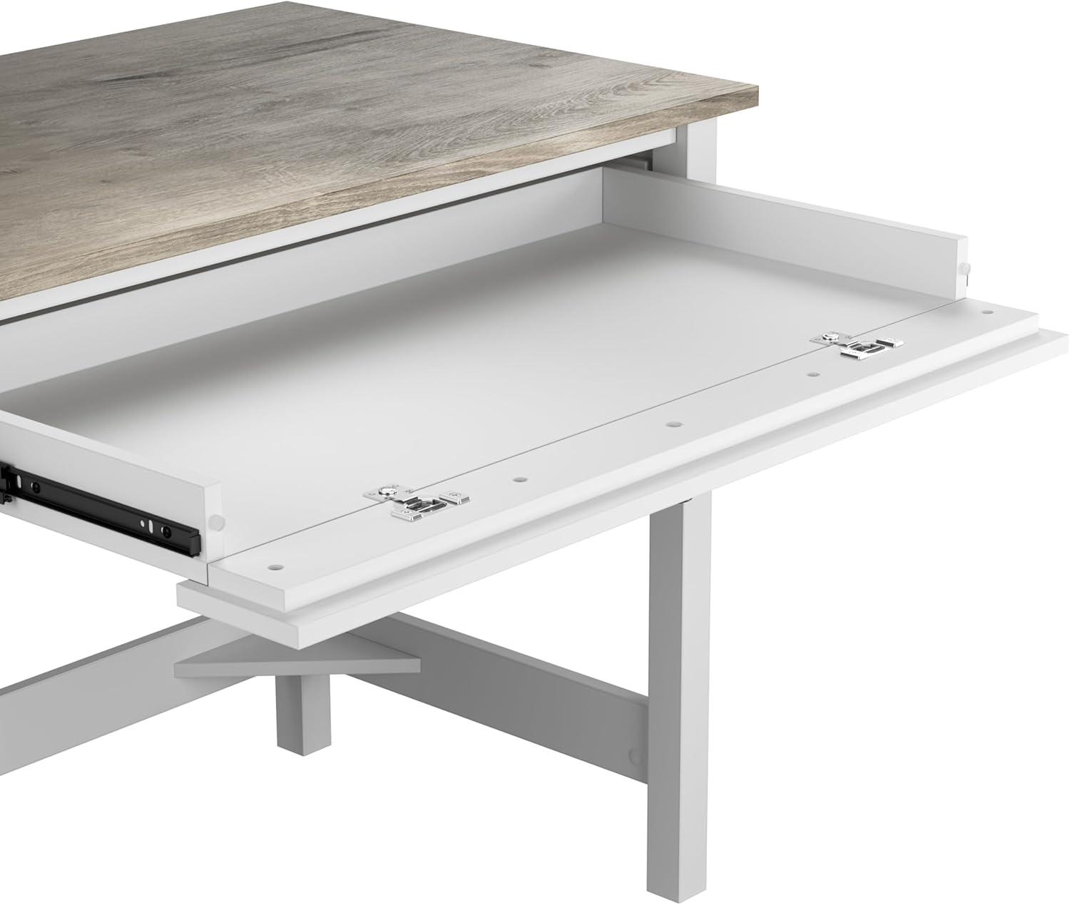 54W Mayfield Computer Desk with Shelves Shiplap Gray/Pure White - Bush Furniture