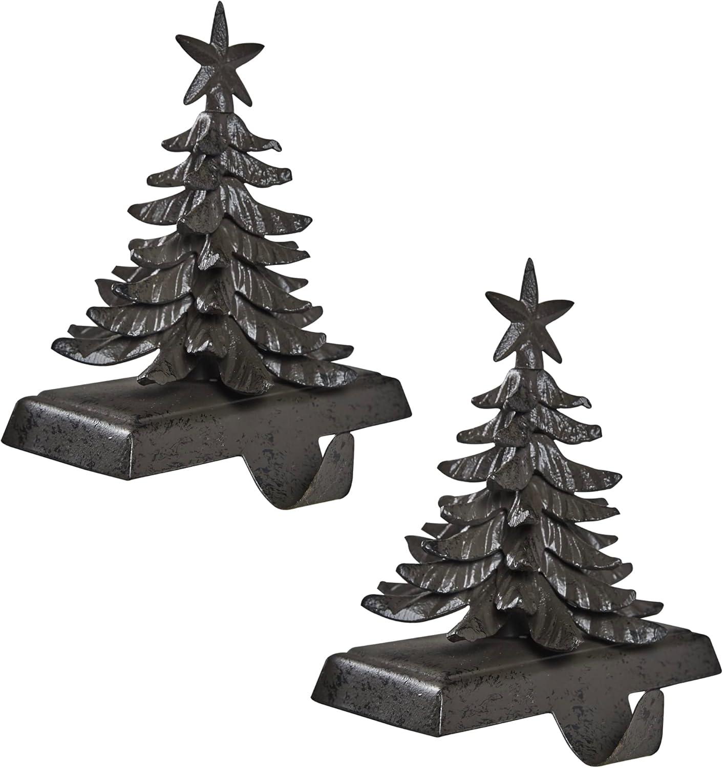 Antique Iron Christmas Tree Stocking Hanger Set