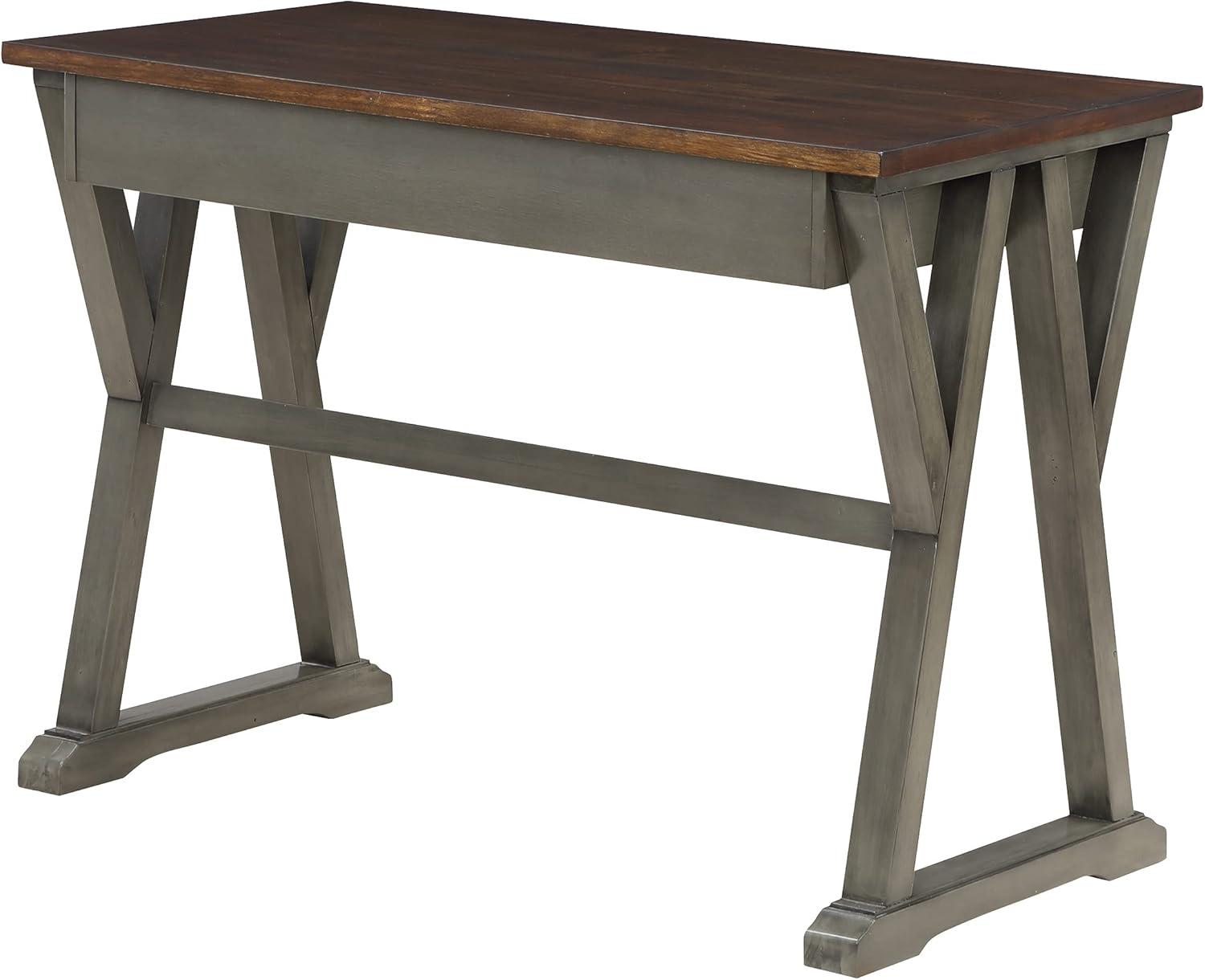 Jericho Slate Gray Rustic Wood Writing Desk with Drawers