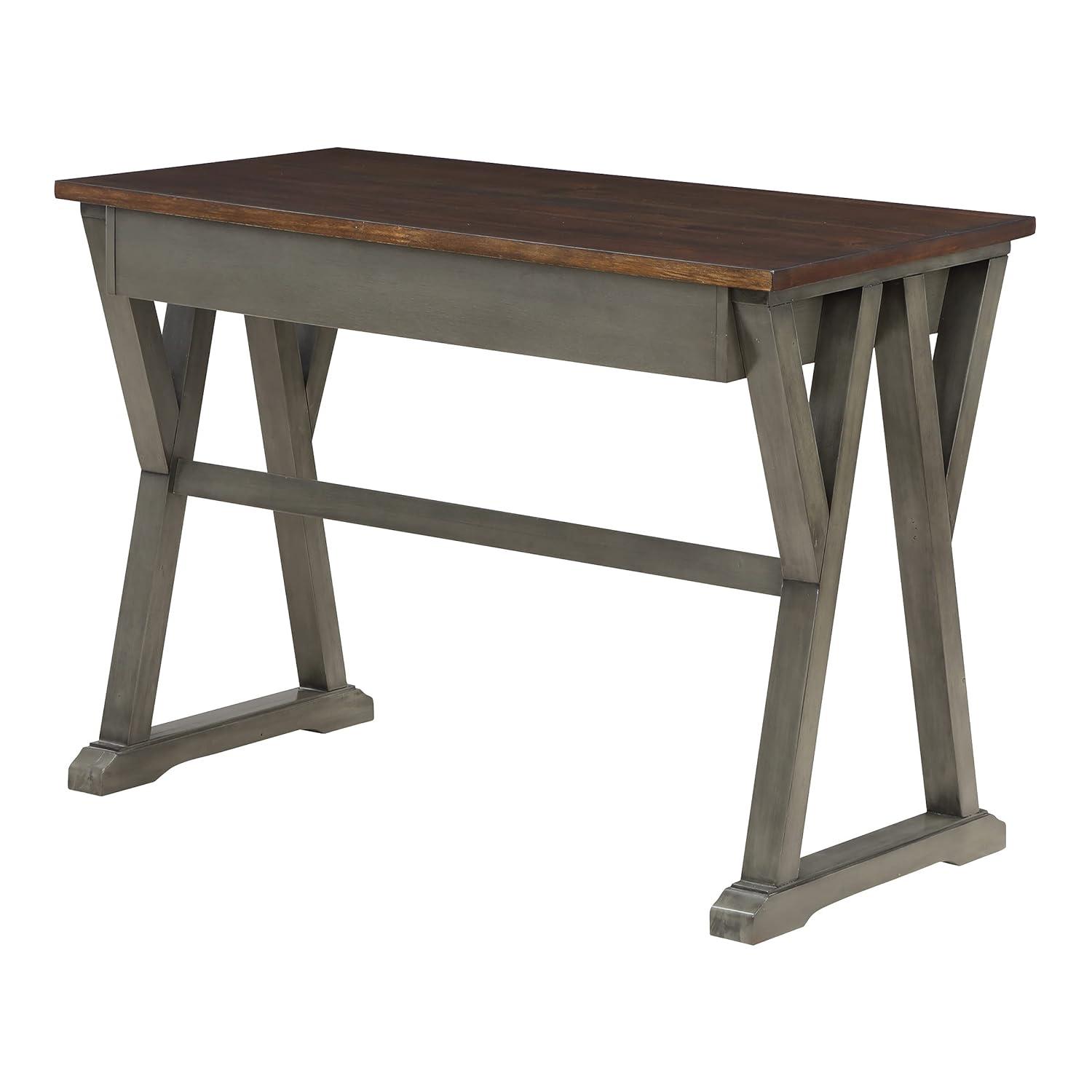 Jericho Rustic Writing Desk w/ Drawers in Slate Gray in Engineered Wood