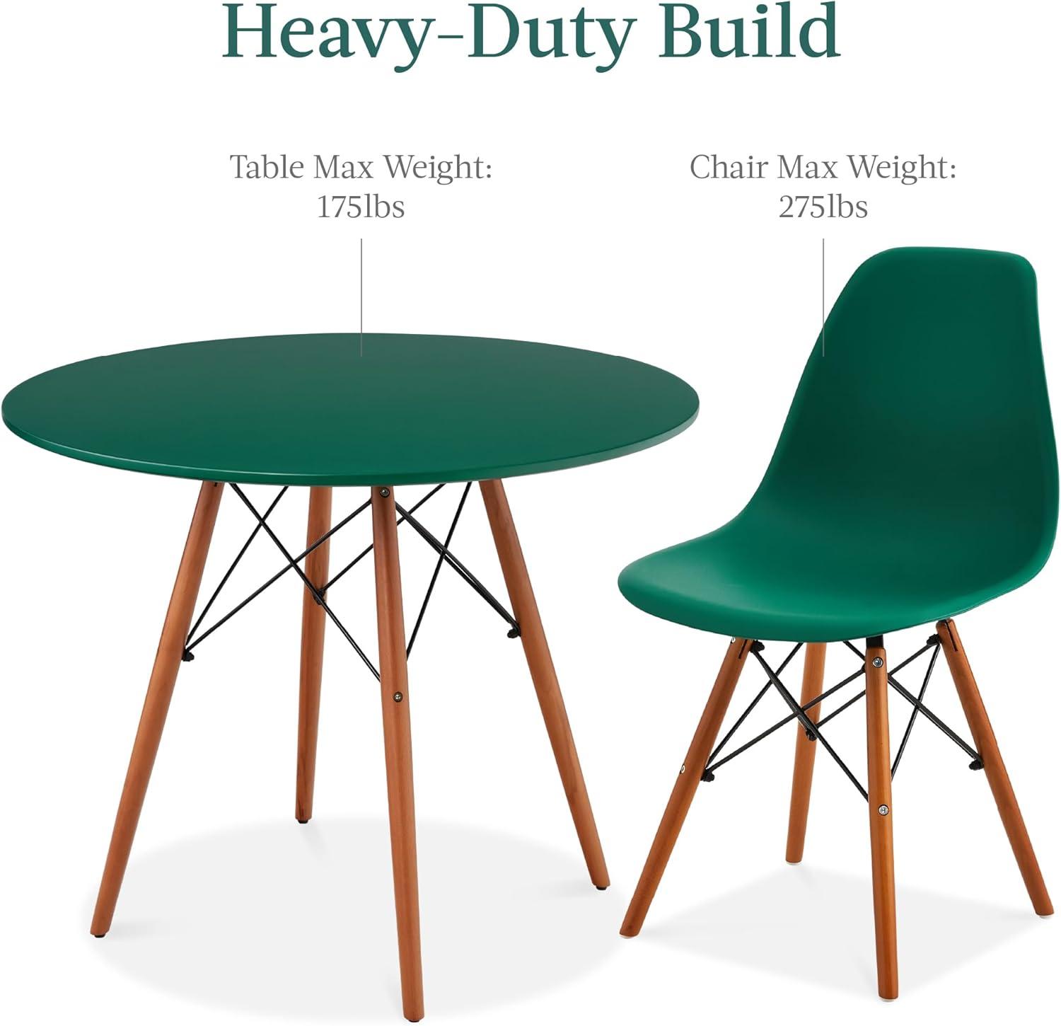 Best Choice Products 5-Piece Compact Mid-Century Modern Dining Set w/ 4 Chairs, Wooden Legs - Dark Green/Walnut