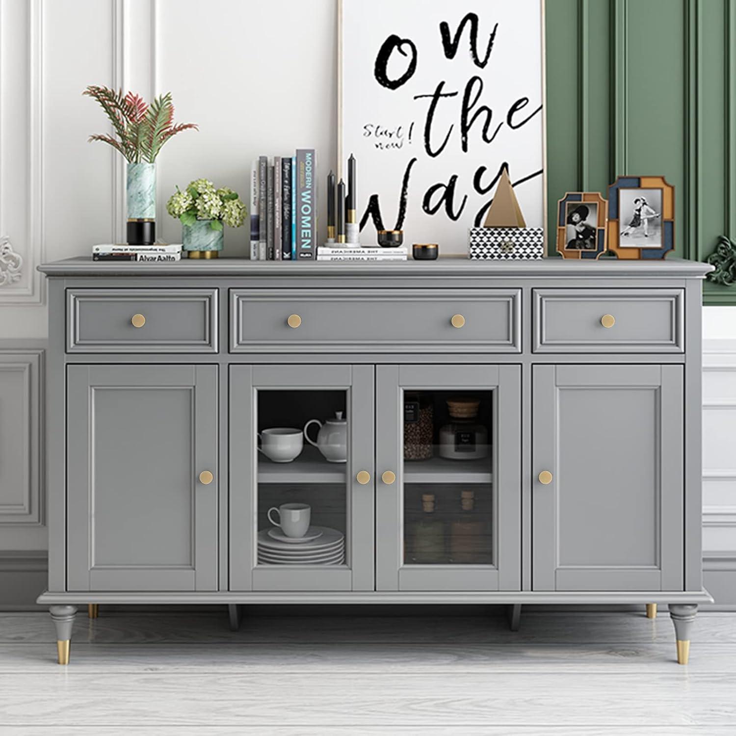 WEAVERBIRD 4 Pieces Round Cabinet Knobs Brushed Gold, Zinc Alloy Kitchen Cabinet Hardware Cupboard Knobs Small Drawer Knobs