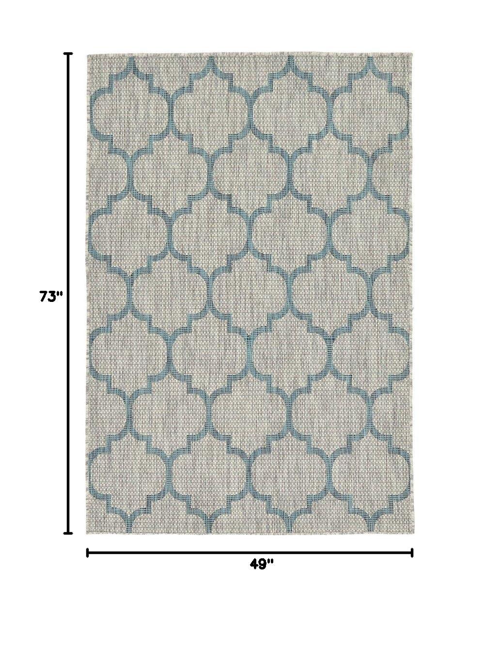 Unique Loom 4' 1 x 6' 1 Rectangle Indoor/Outdoor Trellis Gray Area Rug