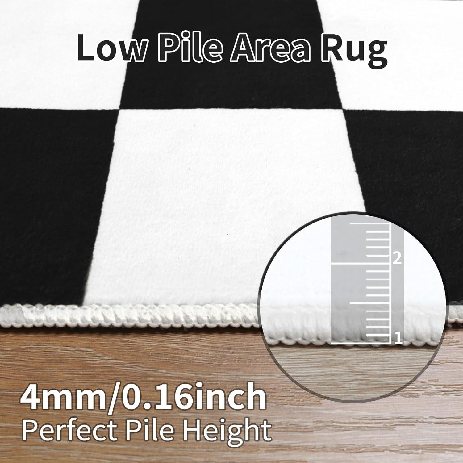 Luxe Weavers Checkered Black and White Geometric 8x10 Area Rug