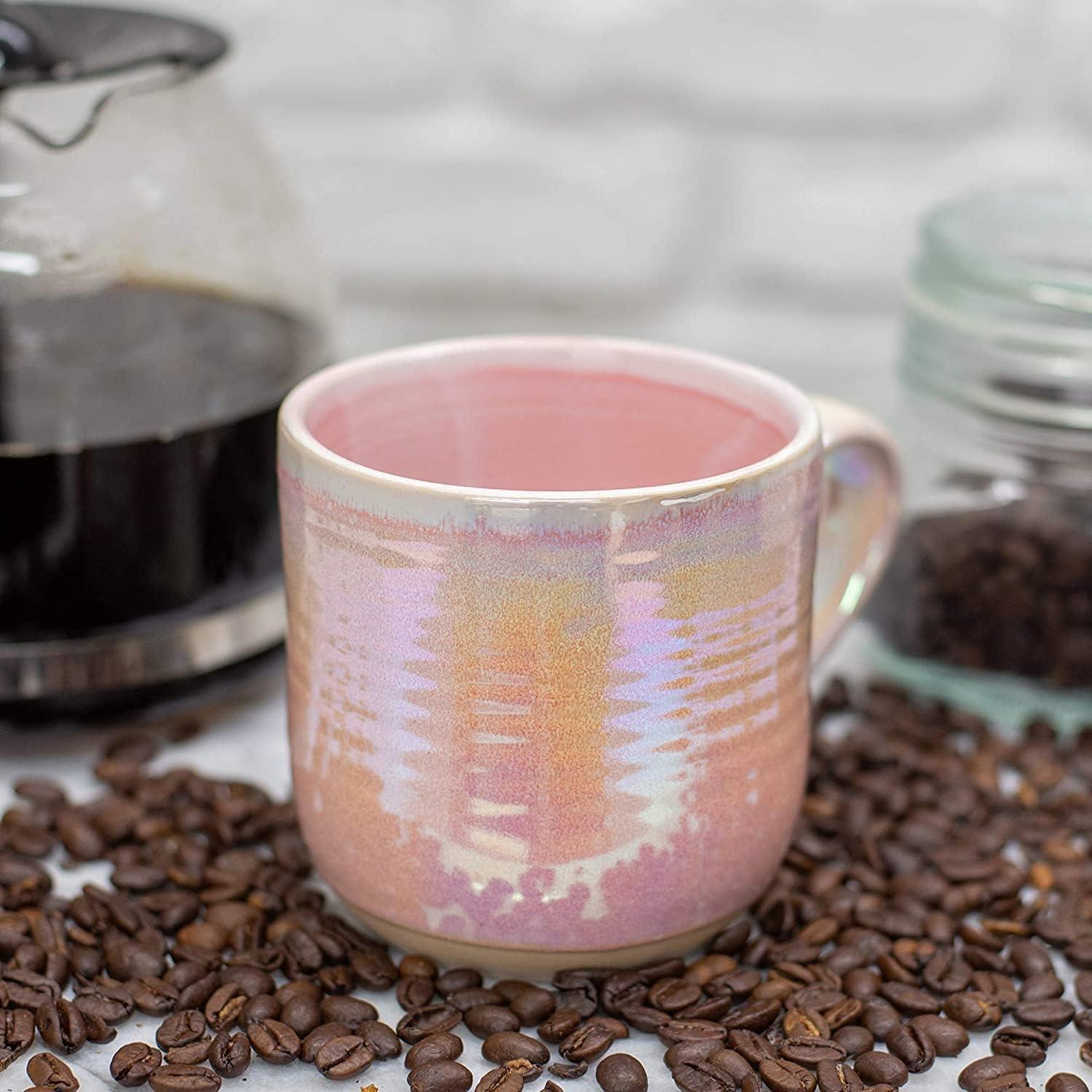 Red Glossy Rainbow Glaze 17 ounce Stoneware Coffee Cup Mugs Set of 4