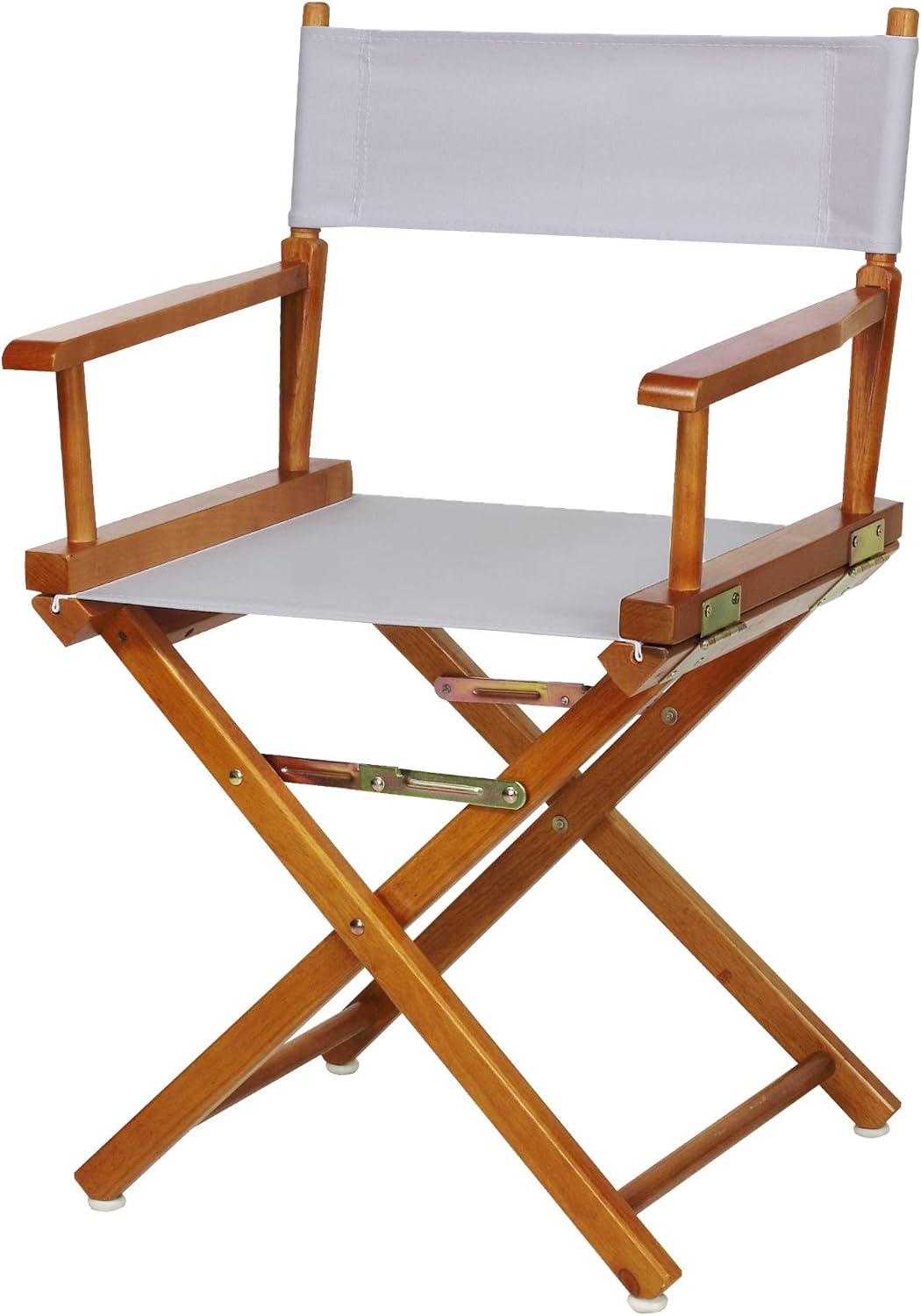 "18" Director's Chair Honey Oak Frame-White Canvas"