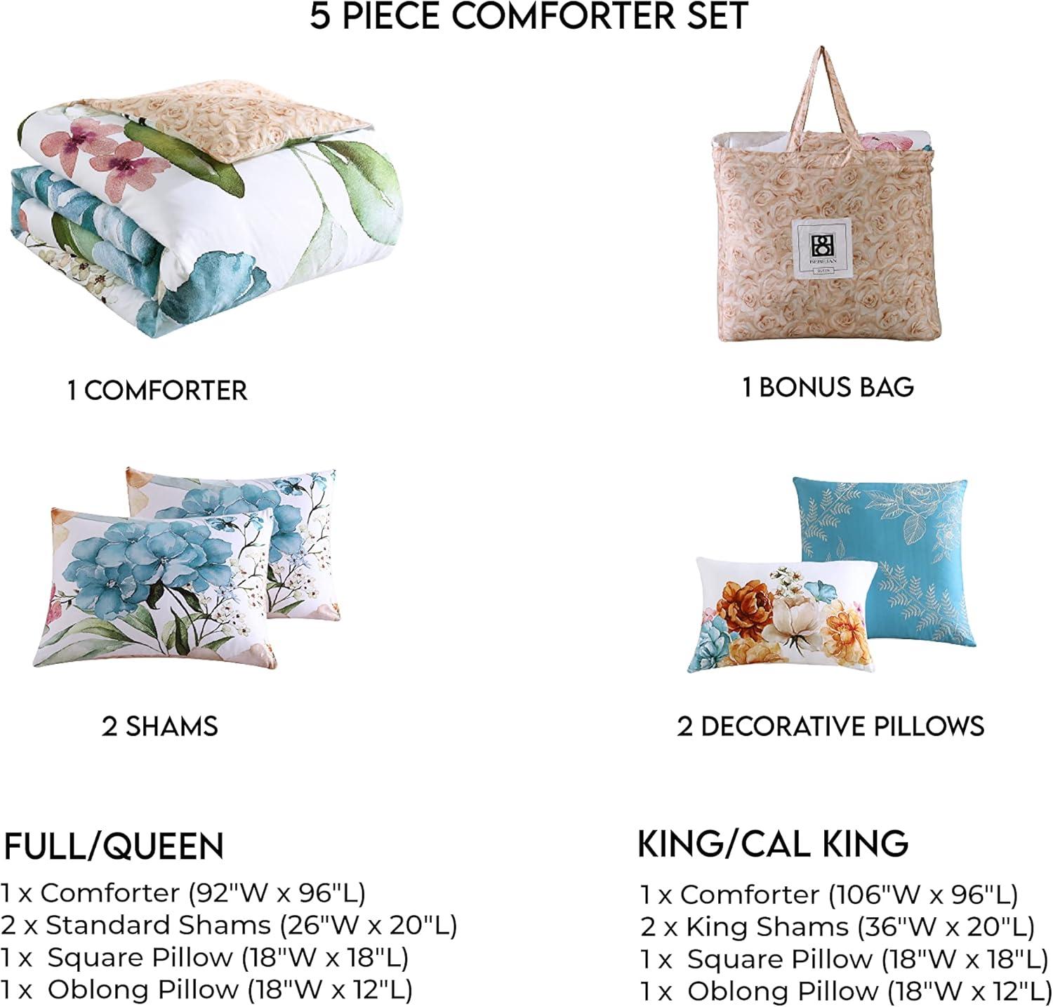 BeBeJan Bebejan Maia 100% Cotton Sateen 5 Piece Reversible Comforter Set