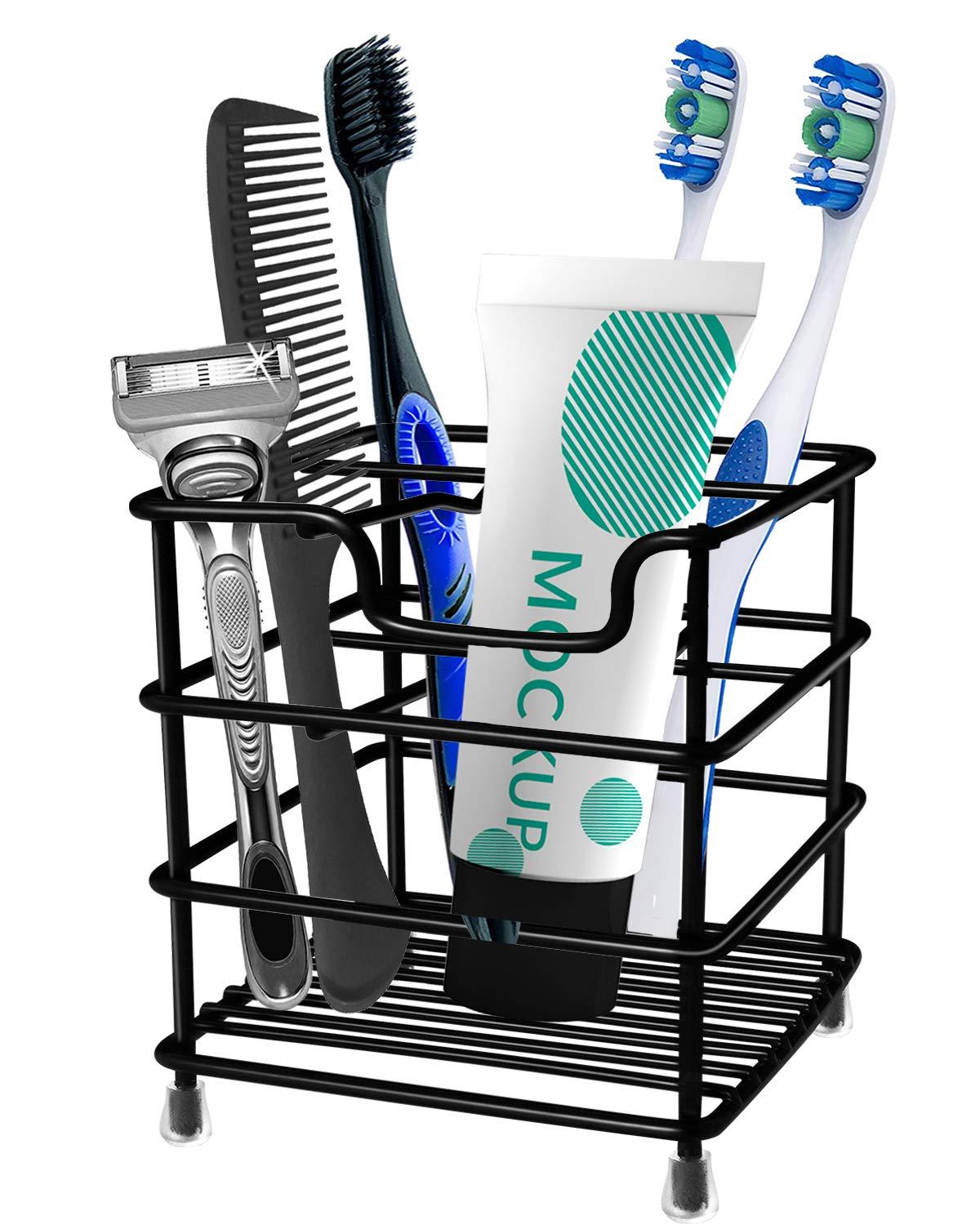 HYRIXDIRECT Toothbrush Holders for Bathrooms Stainless Steel Rustproof Toothbrush and Toothpaste Holder Organizer Tooth Brush Storage Stand