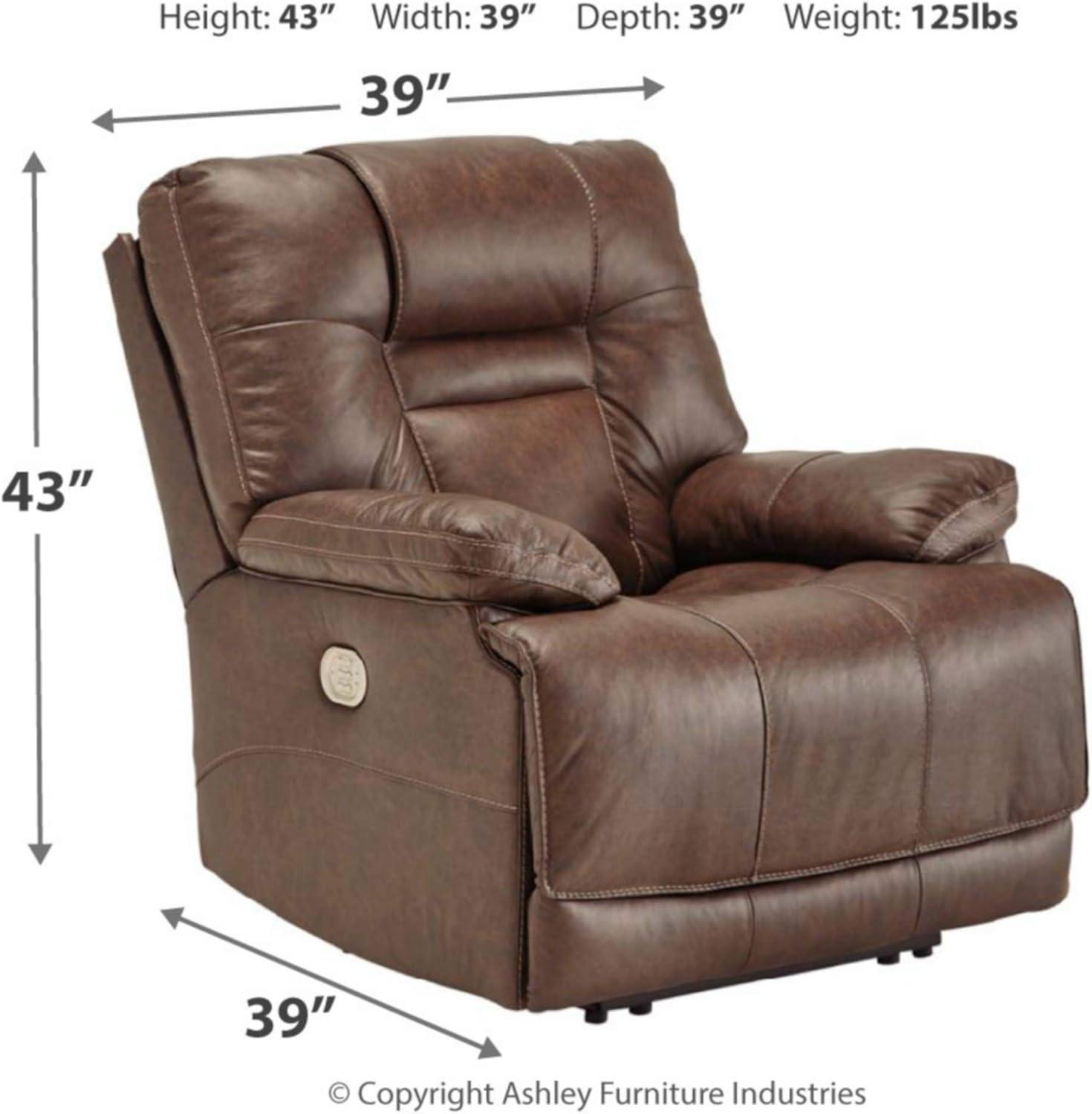 Signature Design by Ashley Wurstrow Leather Power Recliner in Umber
